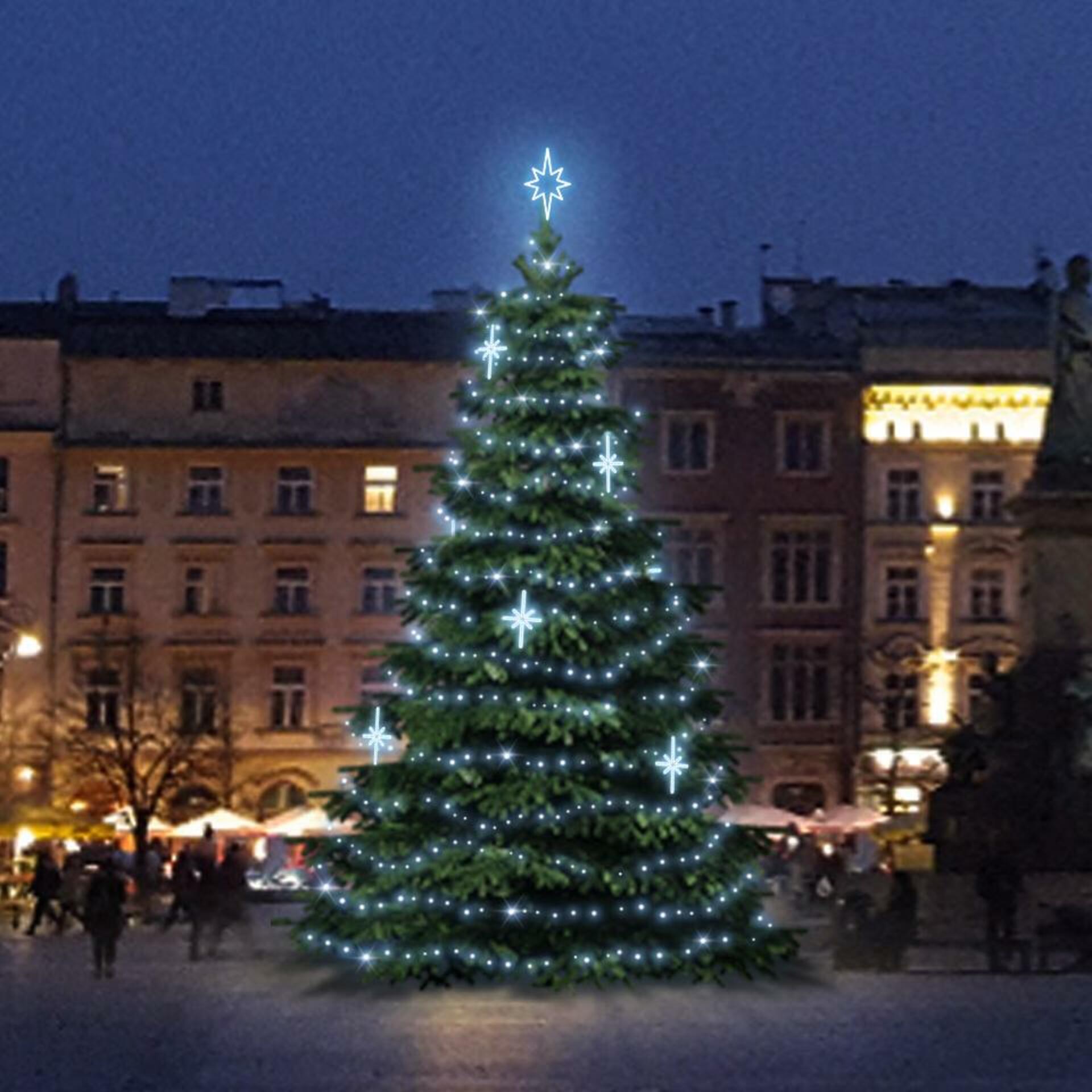 Levně DecoLED LED světelná sada na stromy vysoké 9-11m, ledová bílá s dekory EFD15S2