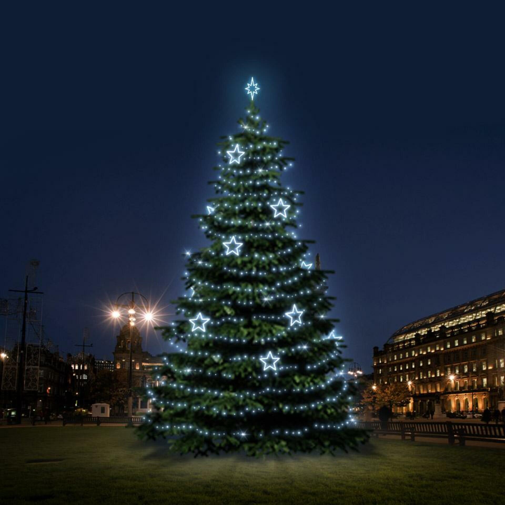 Levně DecoLED LED světelná sada na stromy vysoké 12-14m, ledová bílá s dekory 8EFD13