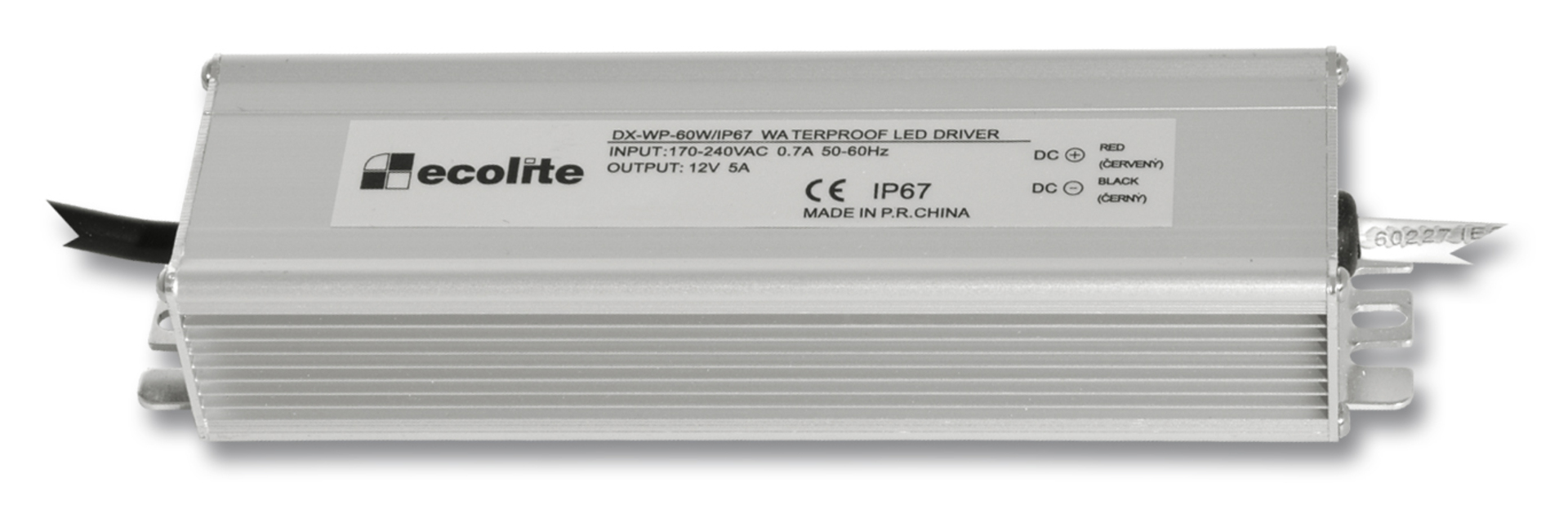 Ecolite El. trafo, 230V-12V, 5A, 60W DX-WP-60W/IP67