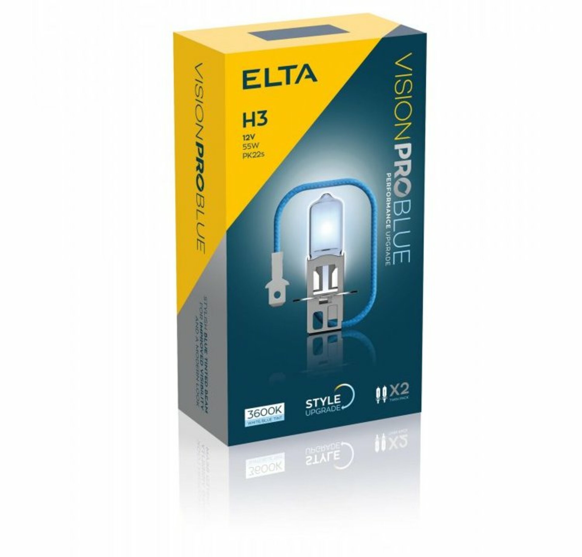 Levně ELTA H3 VisionProBlue 55W 12V PK22s sada 2ks EB1453TR