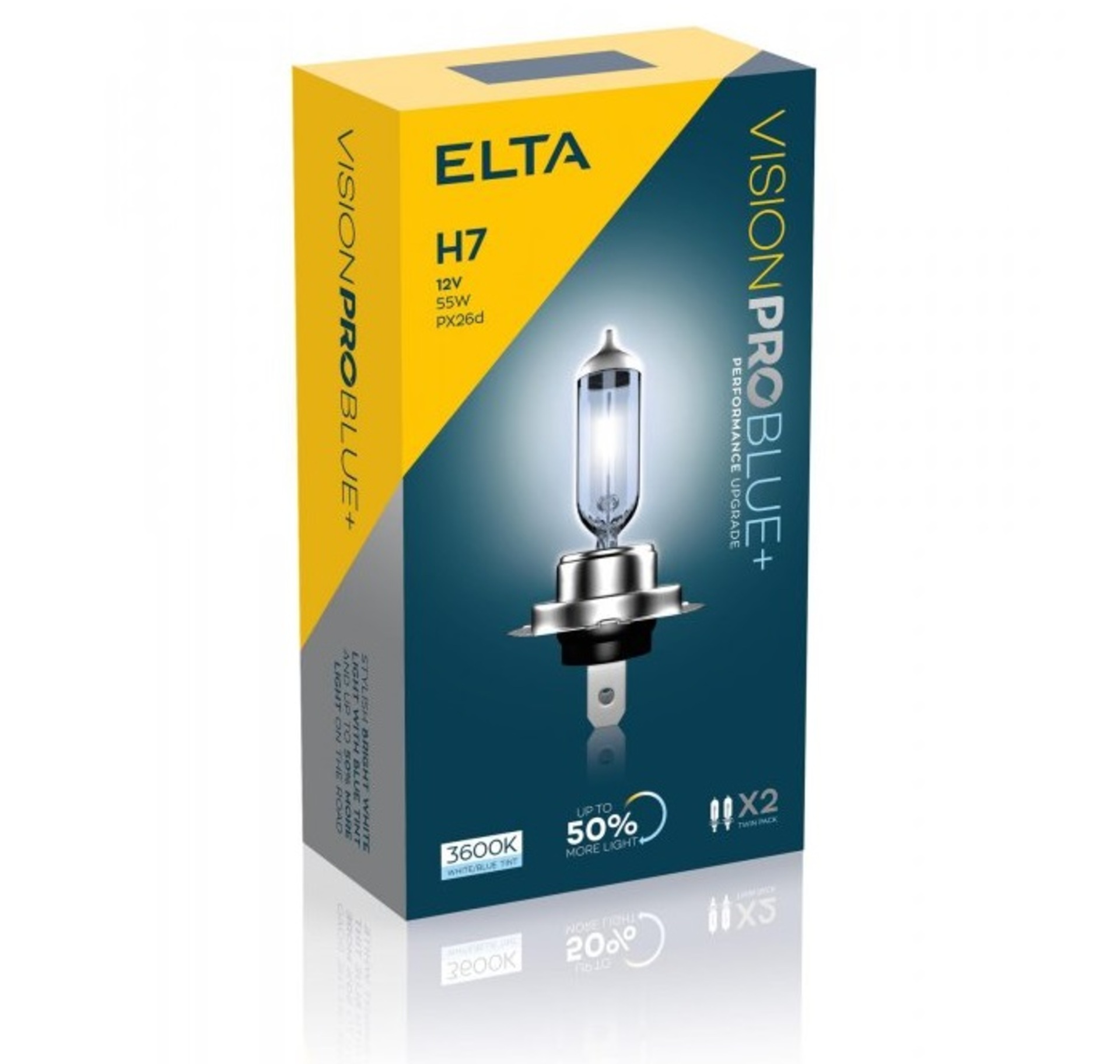 Levně ELTA H7 VisionProBlue +50% 55W 12V PX26d sada 2ks EB2477TR