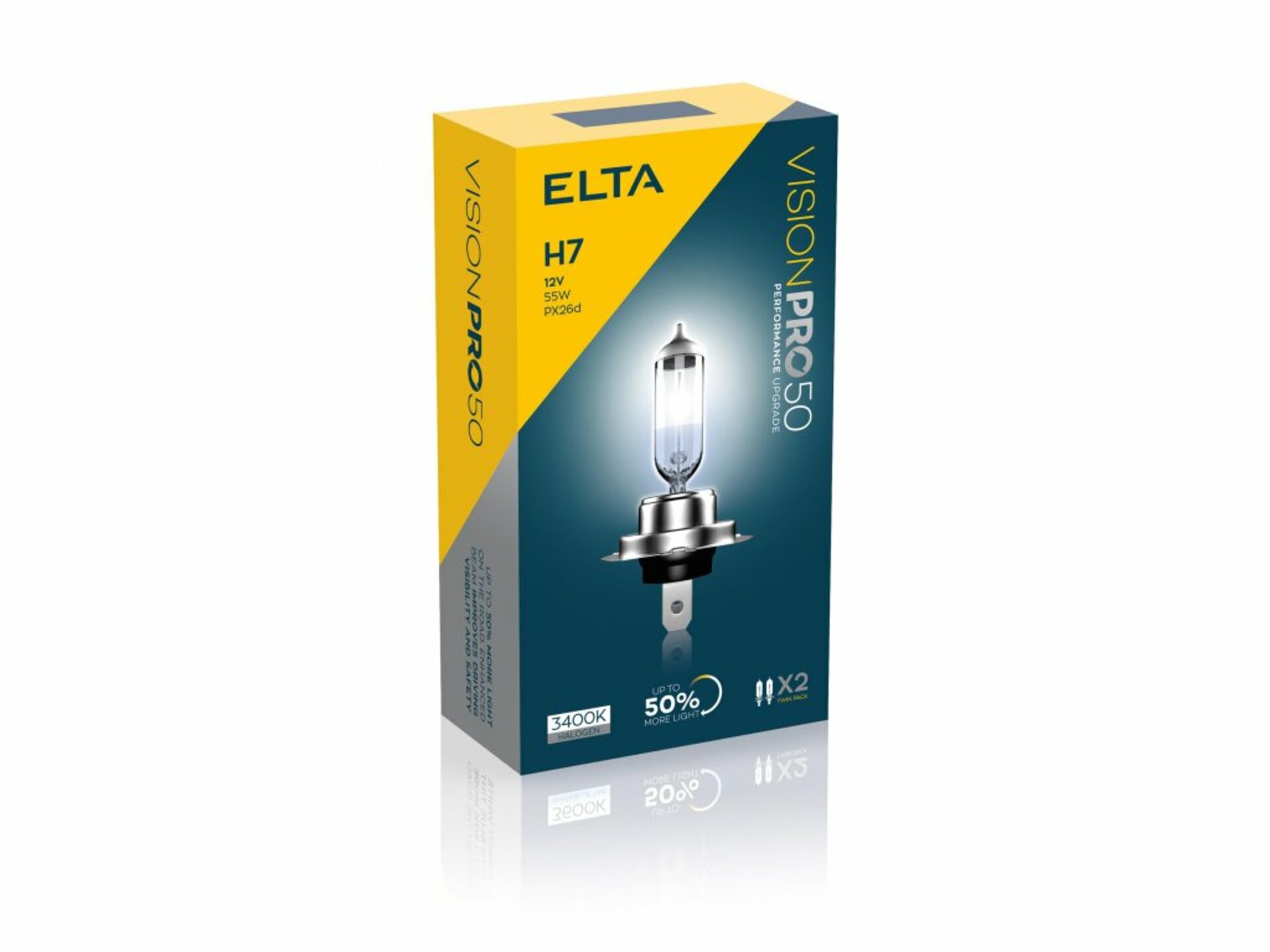ELTA H7 VisionPro +50% 55W 12V Px26d sada 2ks