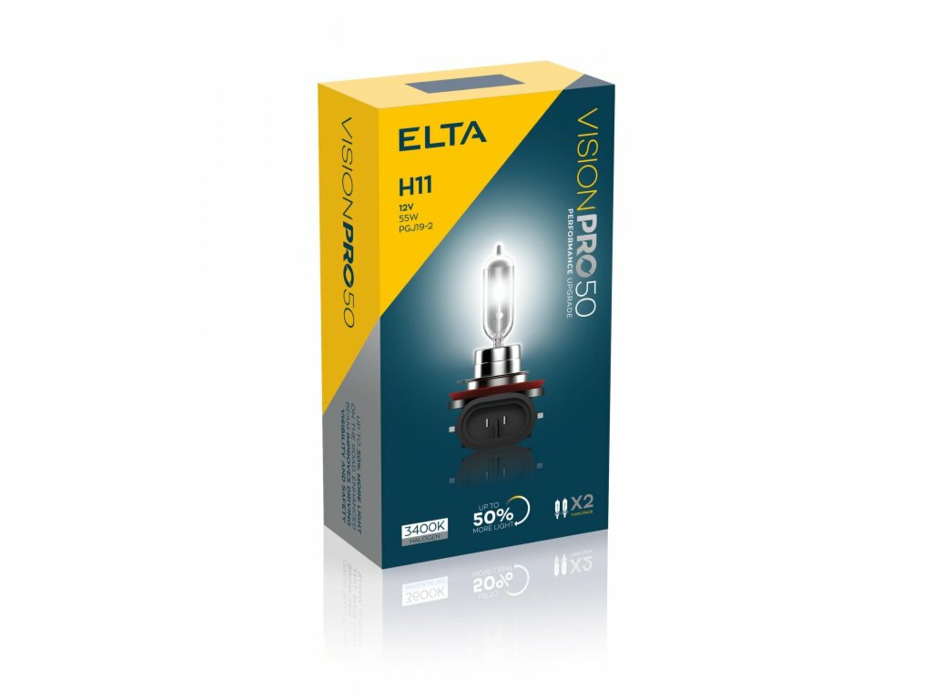 ELTA H11 VisionPro +50% 55W 12V PGJ19-2 sada 2ks