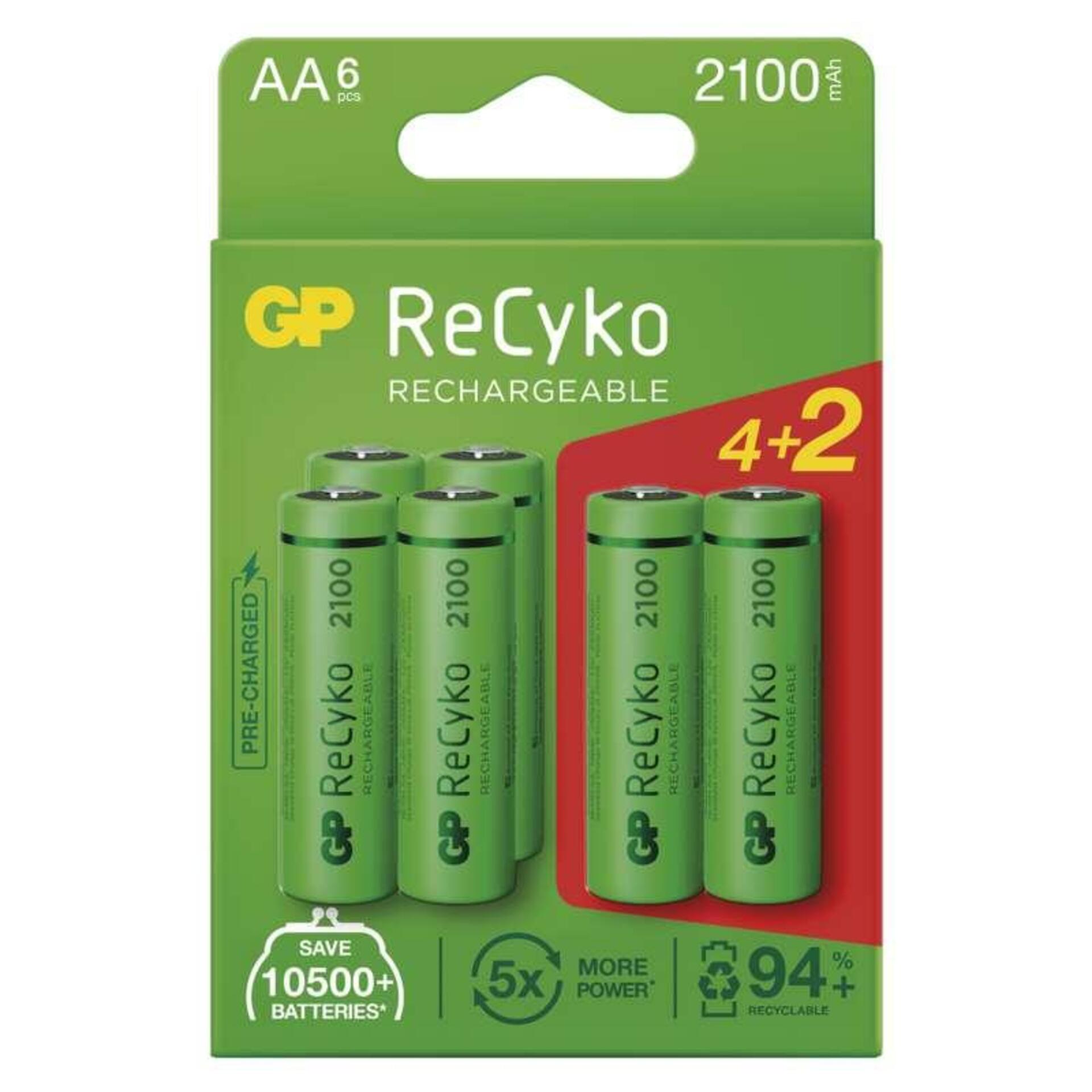 Levně EMOS Nabíjecí baterie GP ReCyko 2100 AA (HR6), 6 ks B2121V