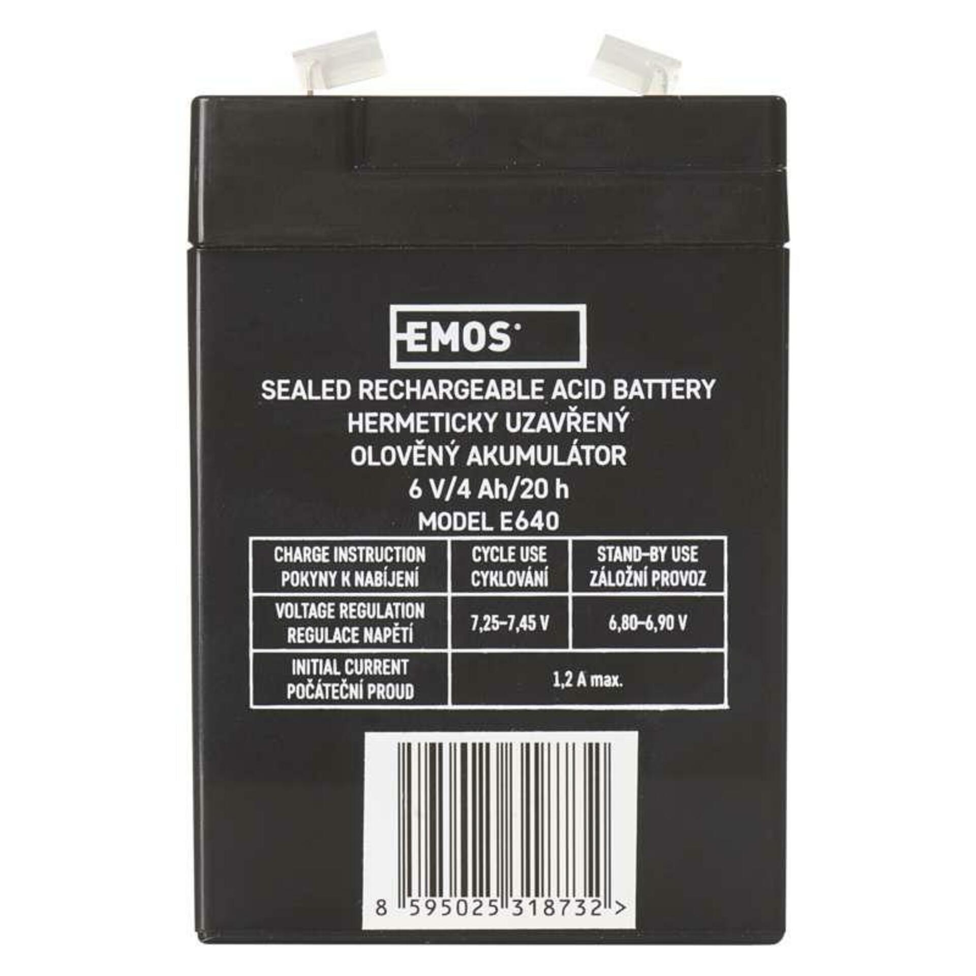 Levně EMOS Bezúdržbový olověný akumulátor 6V 4Ah pro svítilny 3810 1201000100