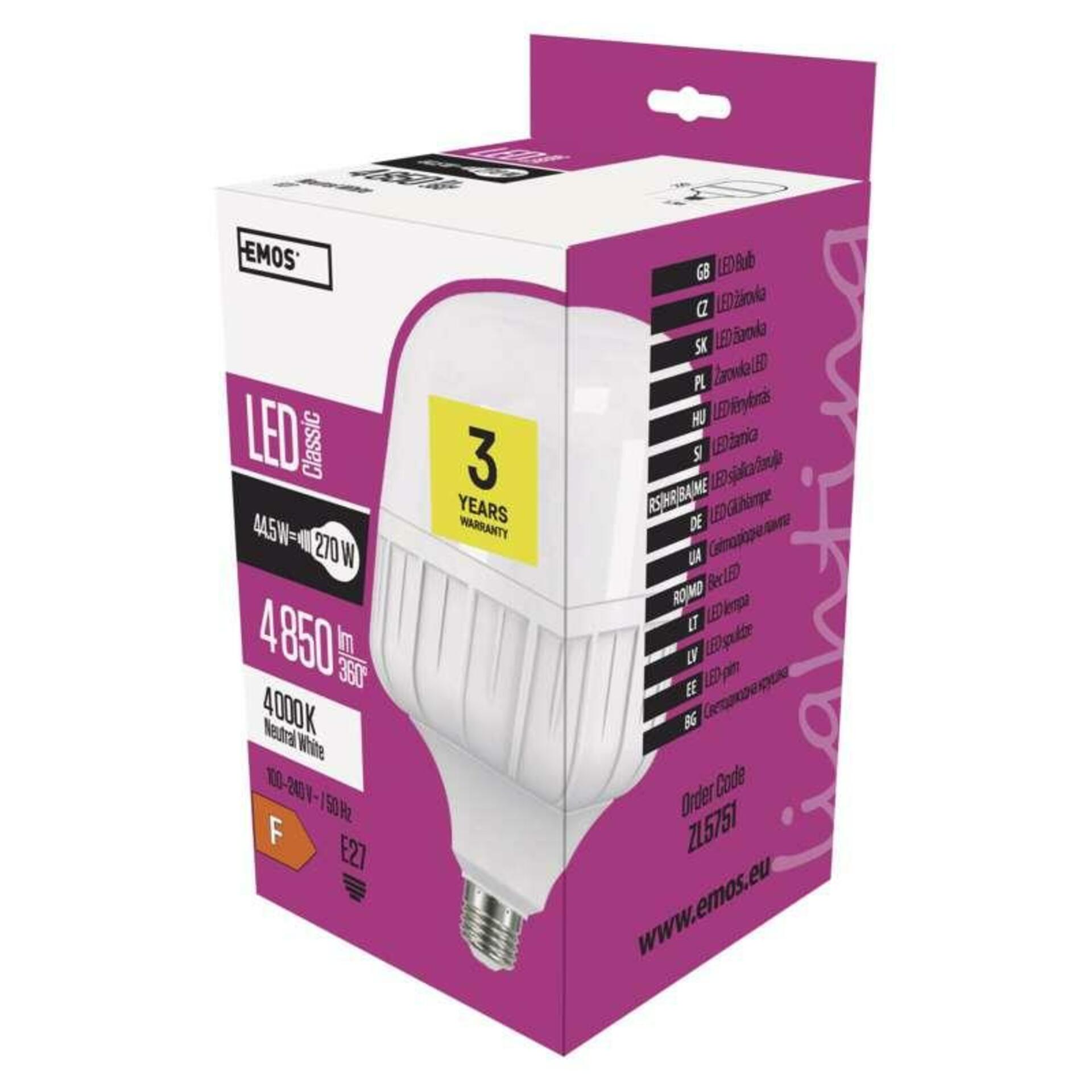 EMOS LED žárovka Classic T140 46W E27 neutrální bílá 1525423500