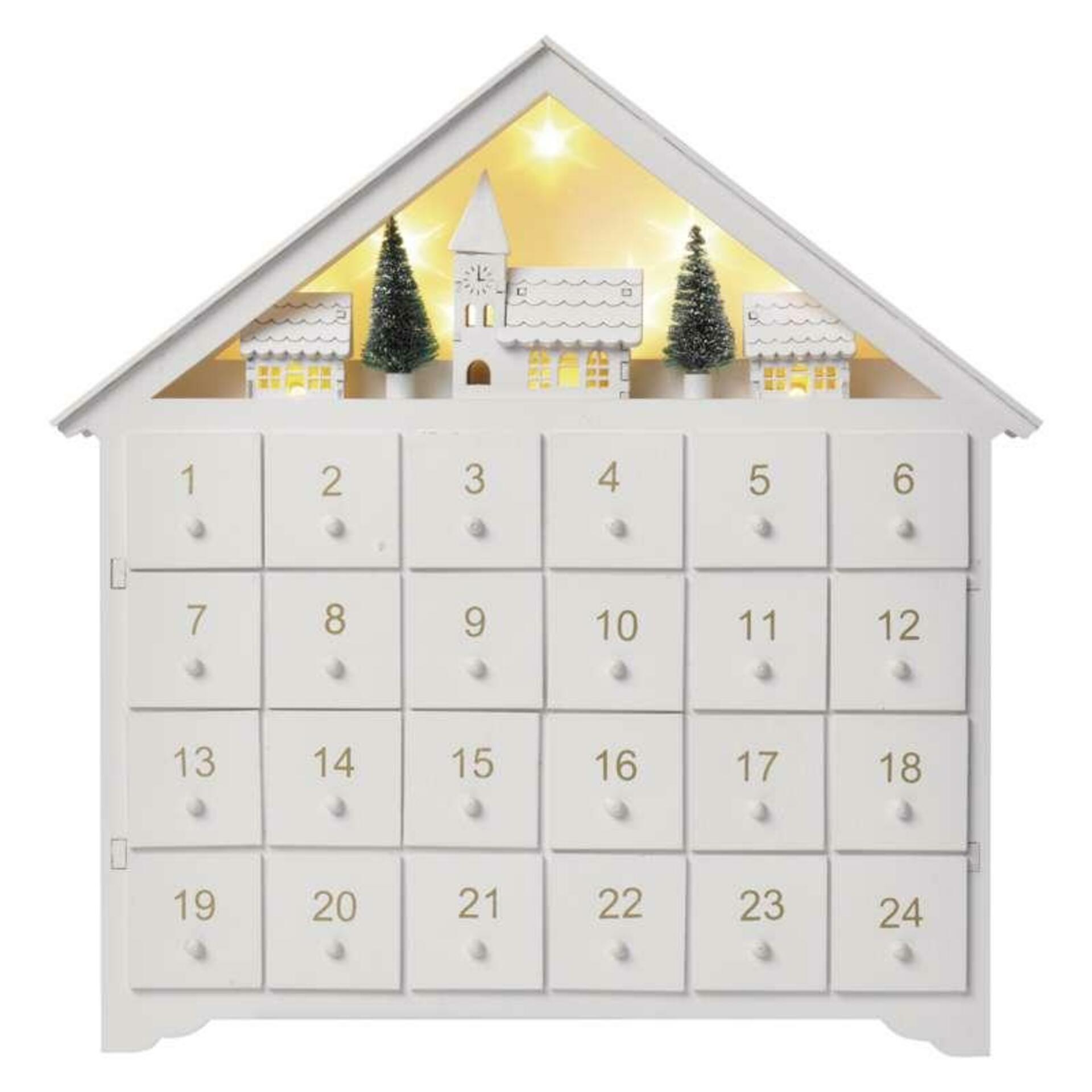 EMOS LED adventní kalendář dřevěný, 35x33 cm, 2x AA, vnitřní, teplá bílá, časovač DCWW02