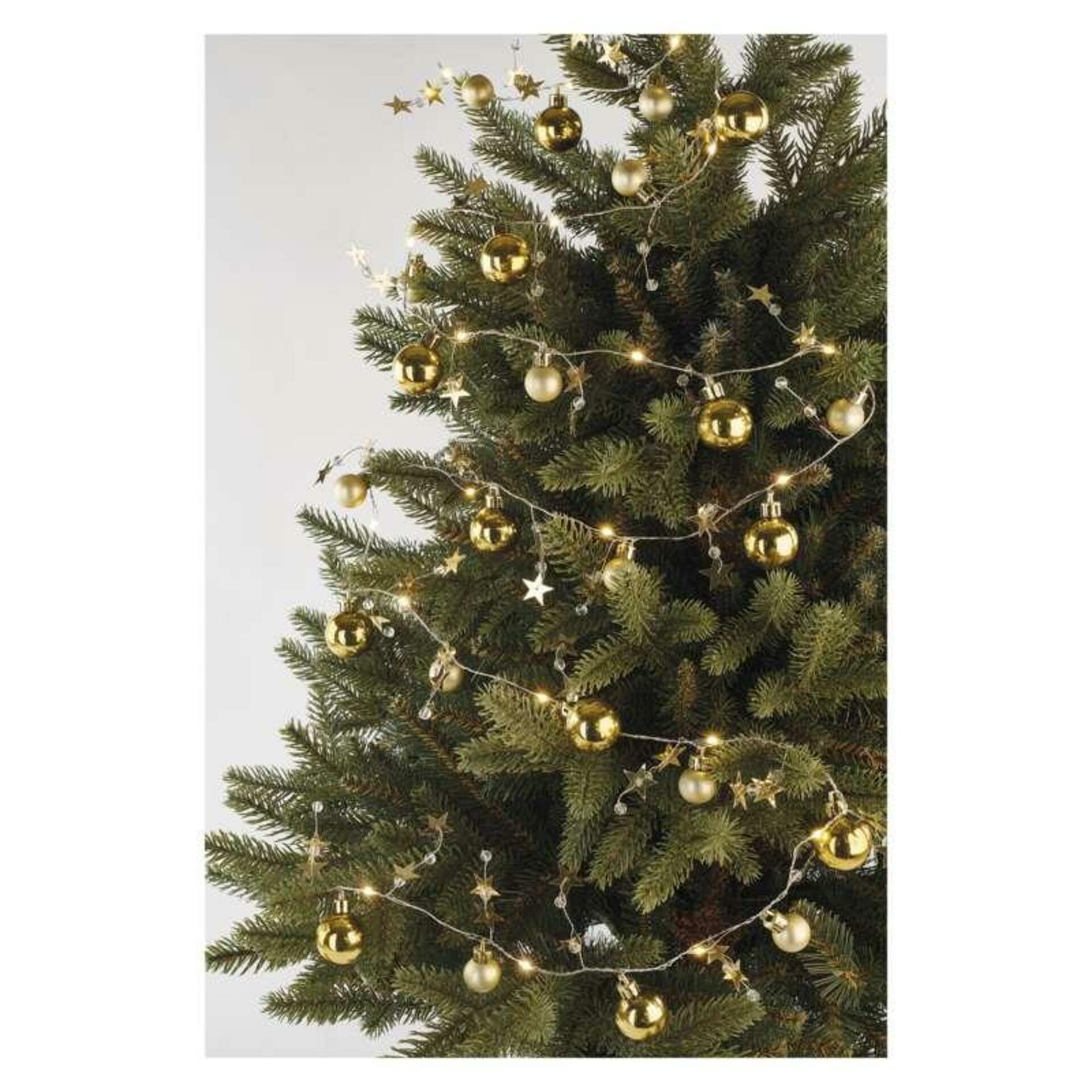 EMOS LED vánoční girlanda – zlaté koule s hvězdami, 1,9 m, 2x AA, vnitřní, teplá bílá, časovač DCGW11