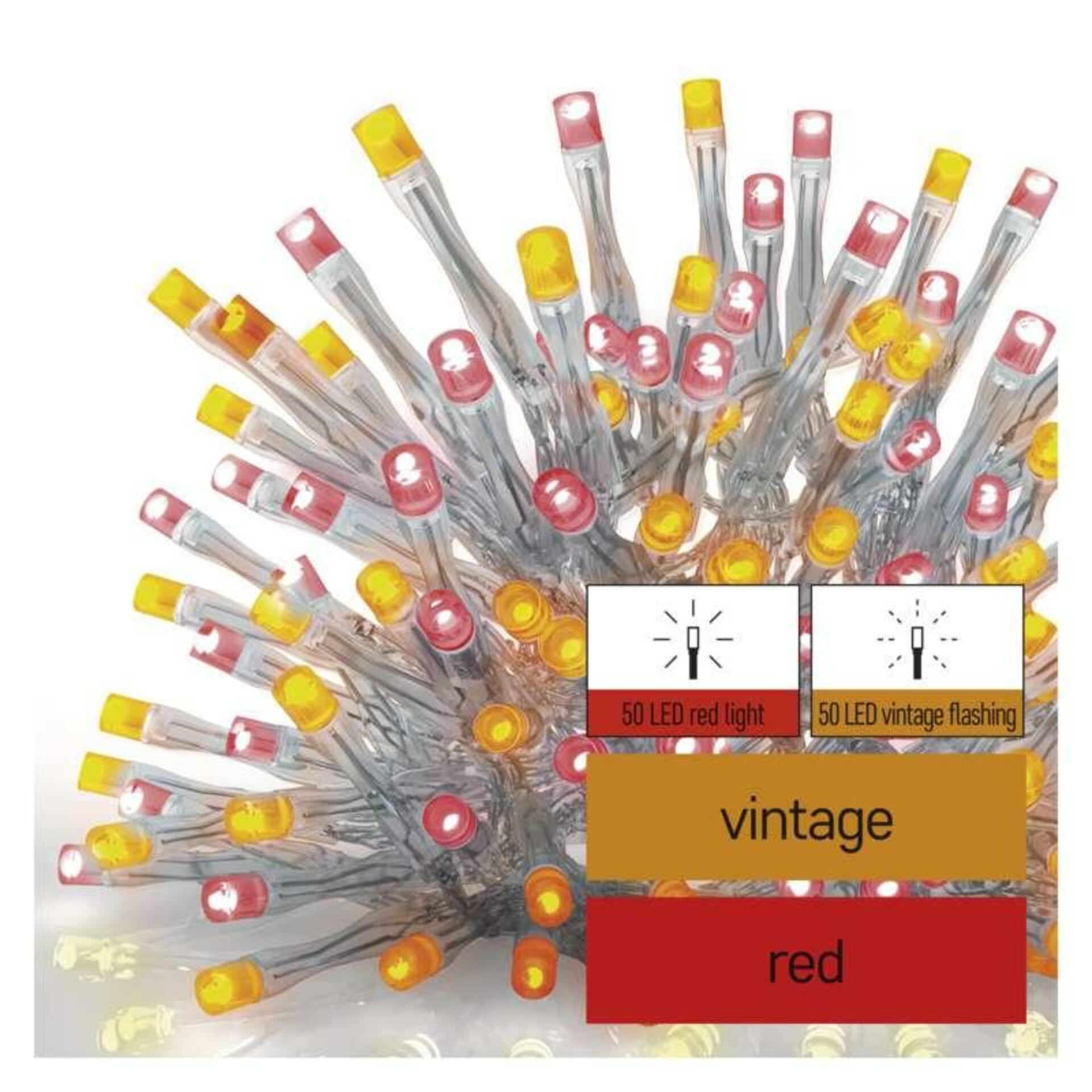 Levně EMOS Standard LED spojovací řetěz pulzující – rampouchy, 2,5 m, venkovní, červená/vintage D1CD01