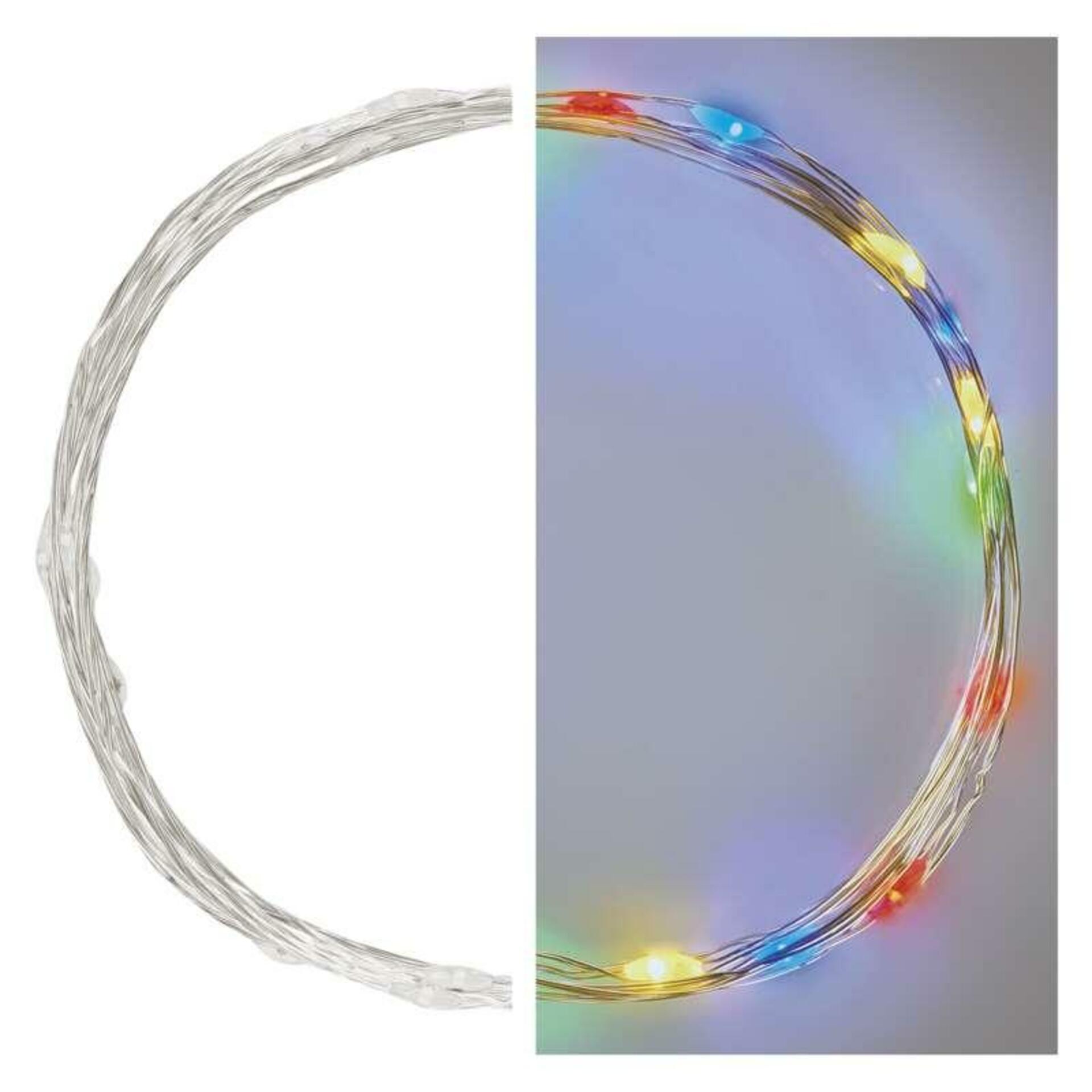 EMOS LED vánoční nano řetěz, 1,9 m, 2x AA, vnitřní, multicolor, časovač D3AM04