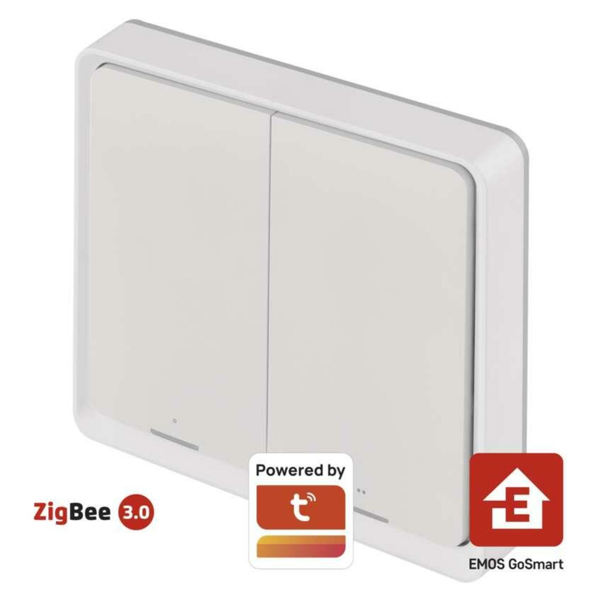 Levně EMOS GoSmart Přenosný ovladač scén IP-2002ZW, ZigBee 3.0, 2-tlačítkový H5012