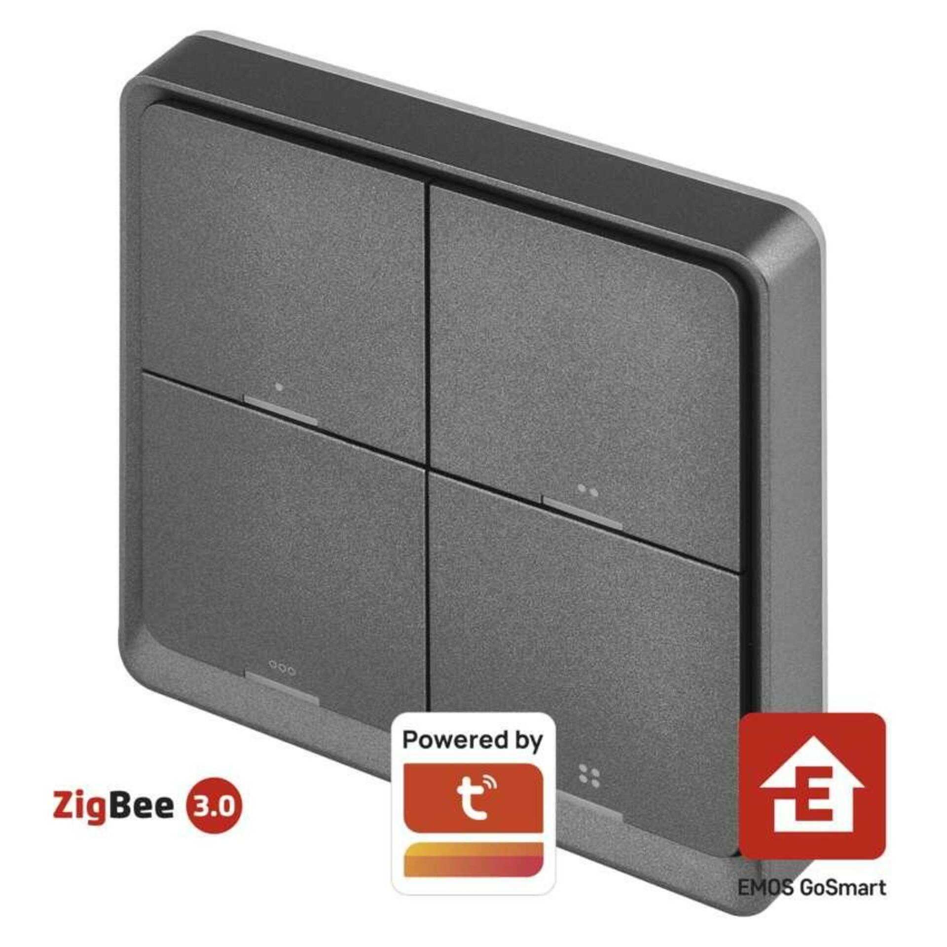 Levně EMOS GoSmart Přenosný ovladač scén IP-2004ZB, ZigBee 3.0, 4-tlačítkový H5016