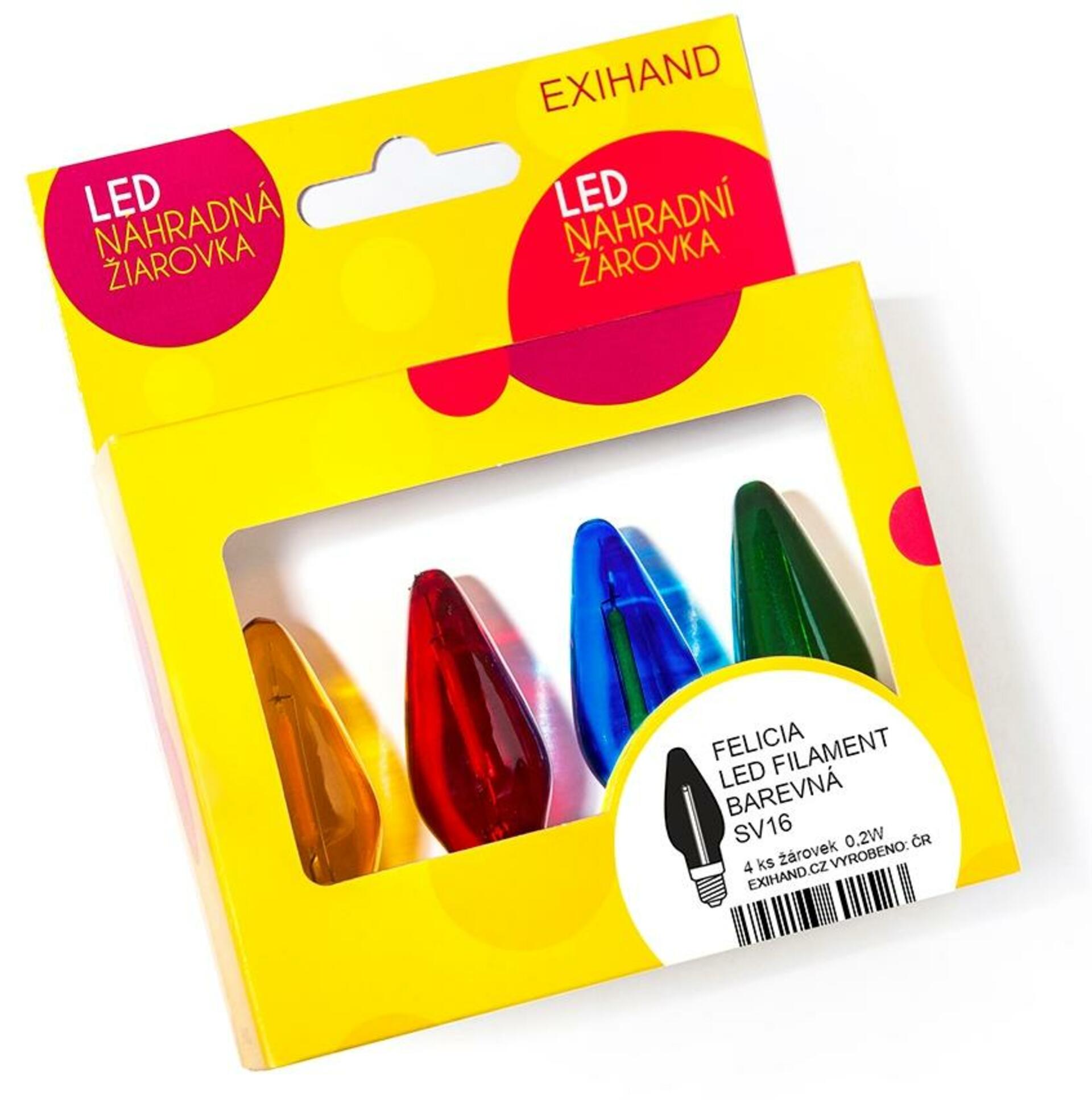 Levně Exihand Blistr 4 barevné žárovky FELICIA LED FILAMENT 14V/0,2W 166100.FIL.B