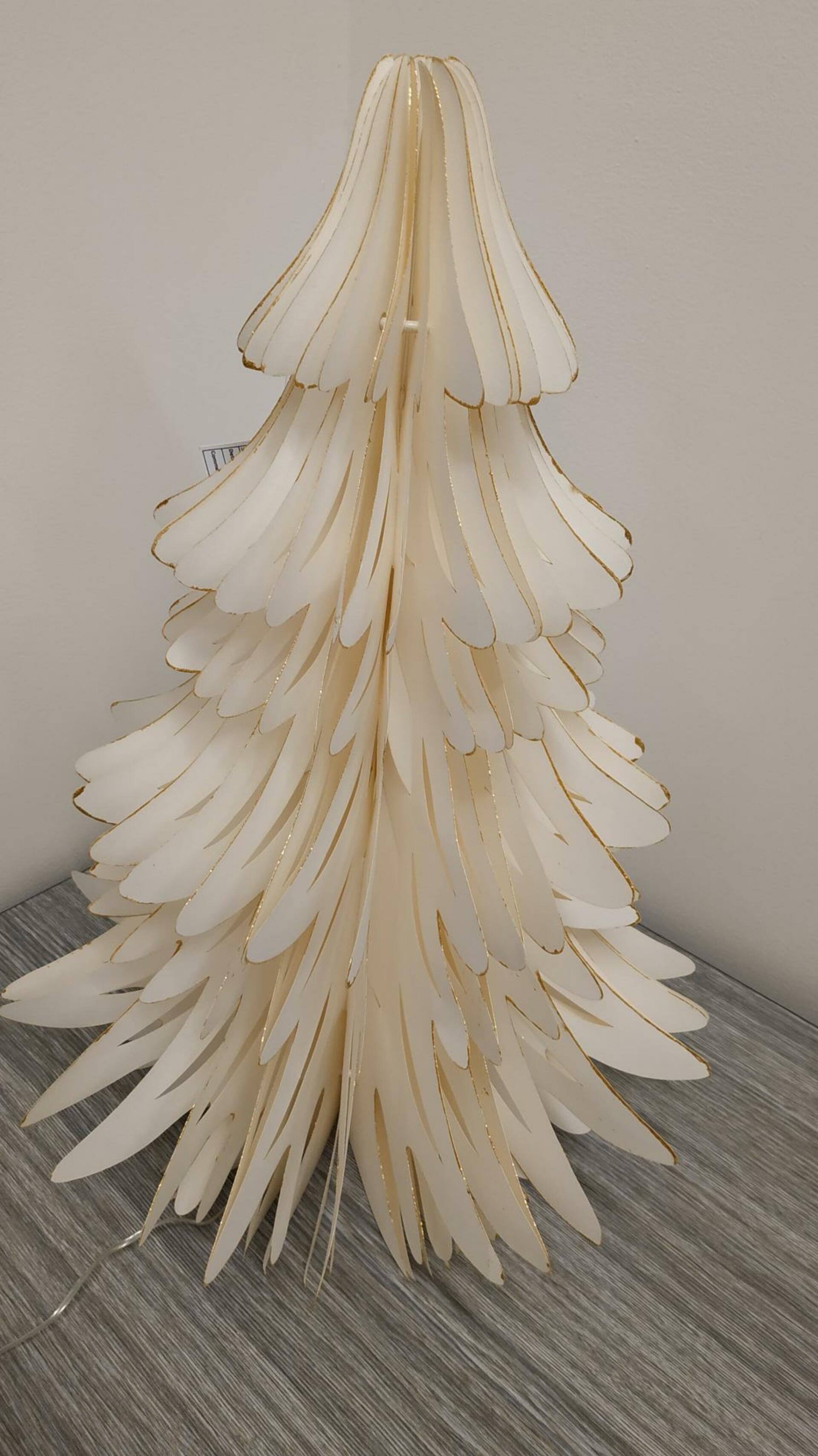 Exihand 3D Stromek papírový 60 cm s LED, bílý se zlatým glitrem
