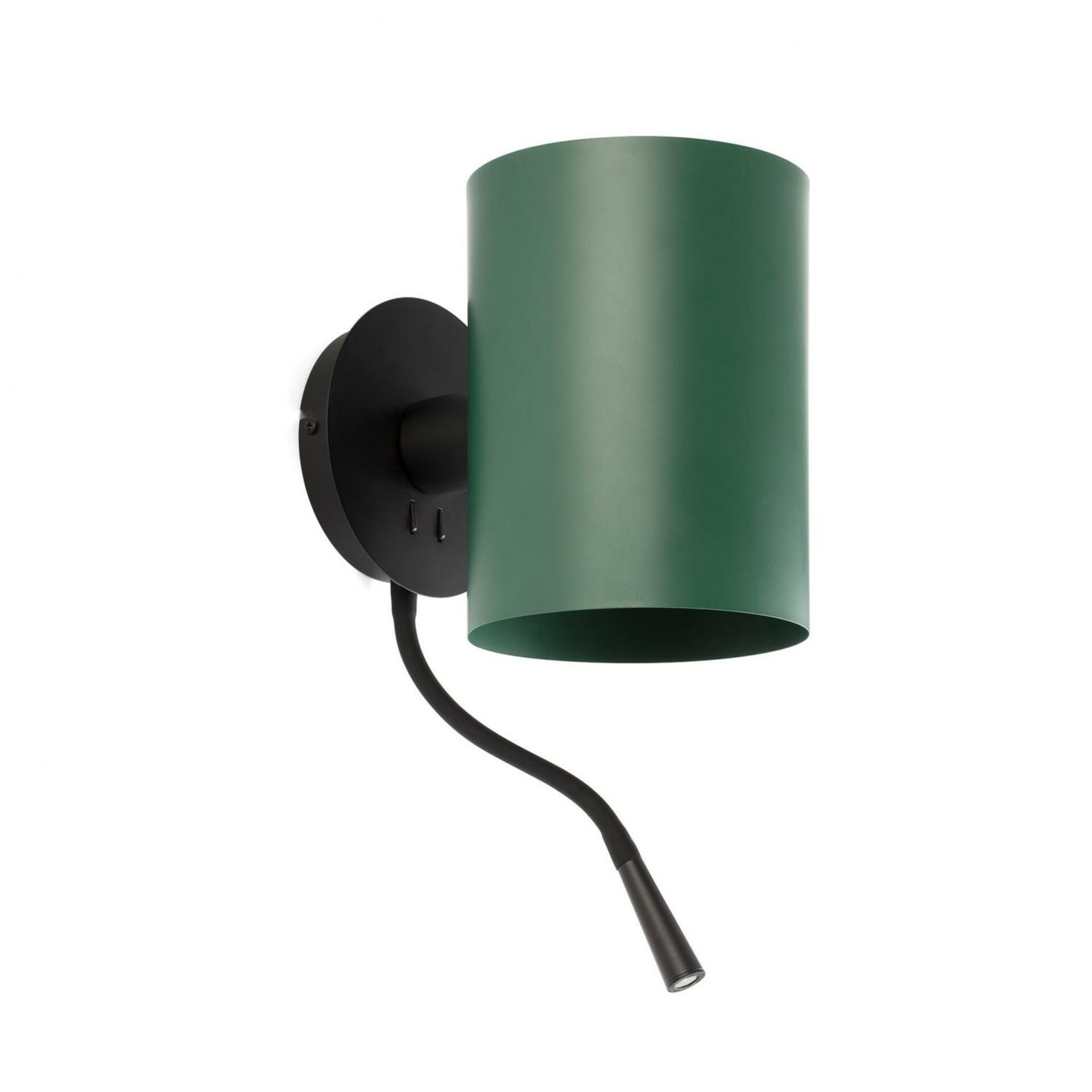 FARO GUADALUPE nástěnná lampa, černá/zelená, se čtecí lampičkou