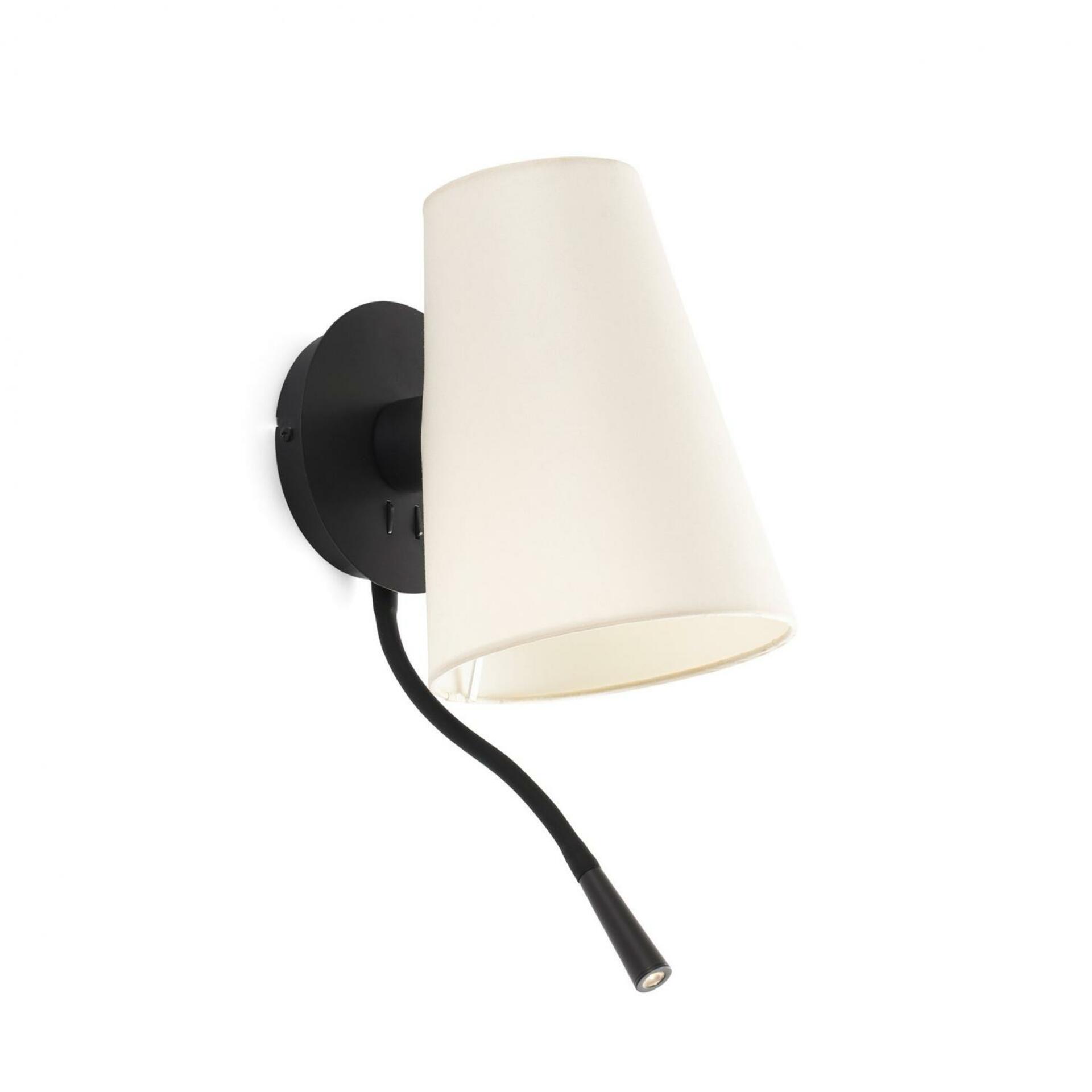 Levně FARO LUPE černá/béžová nástěnná lampa se čtecí lampičkou