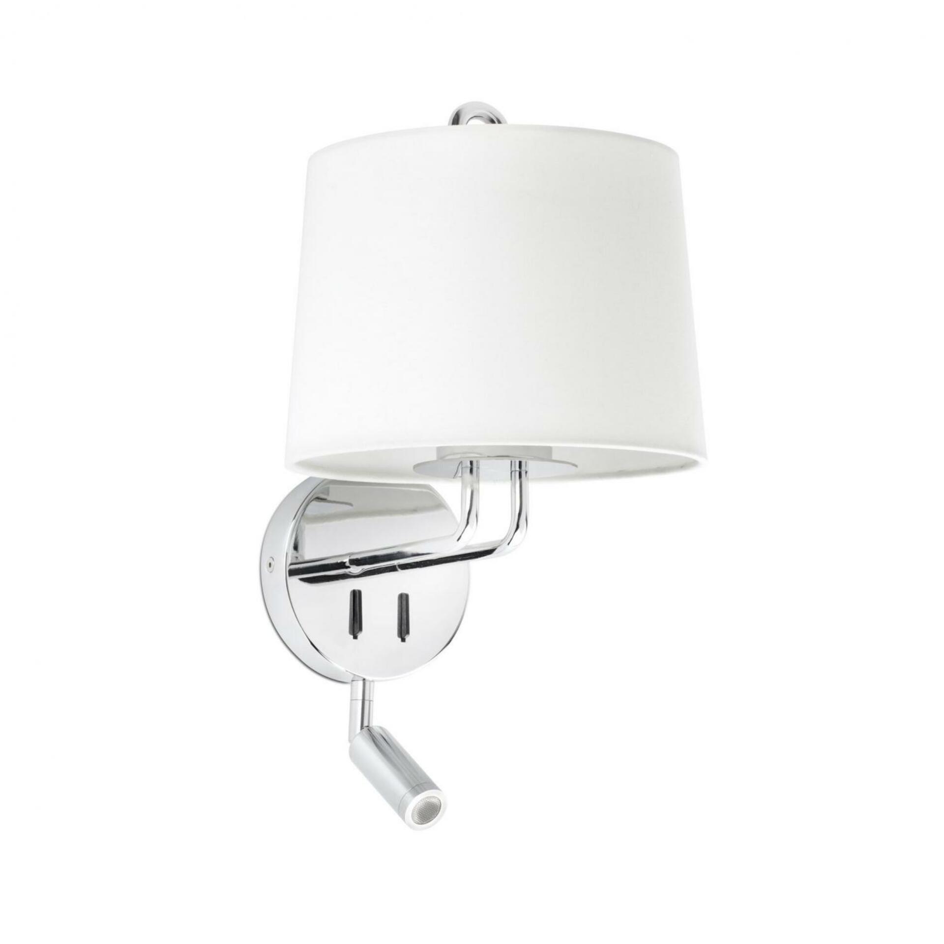 FARO MONTREAL nástěnná lampa, chrom/bílá, se čtecí lampičkou