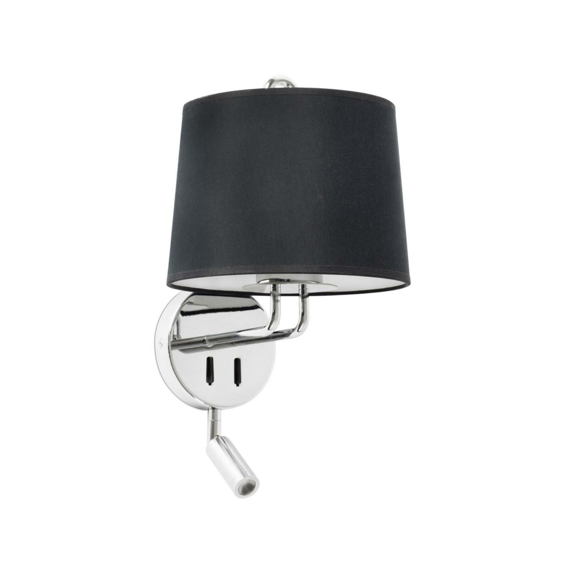 Levně FARO MONTREAL nástěnná lampa, chrom/černá, se čtecí lampičkou
