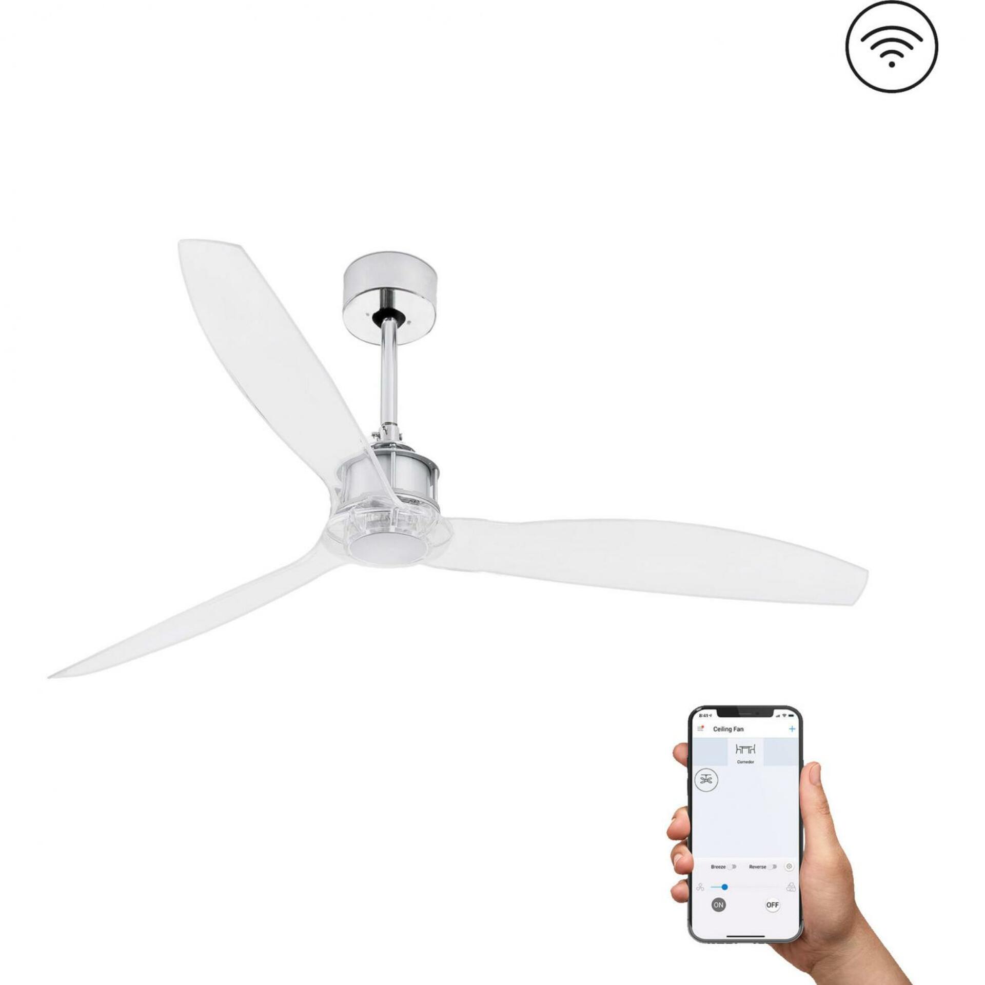 FARO JUST FAN M, chrom, stropní ventilátor s DC motorem SMART