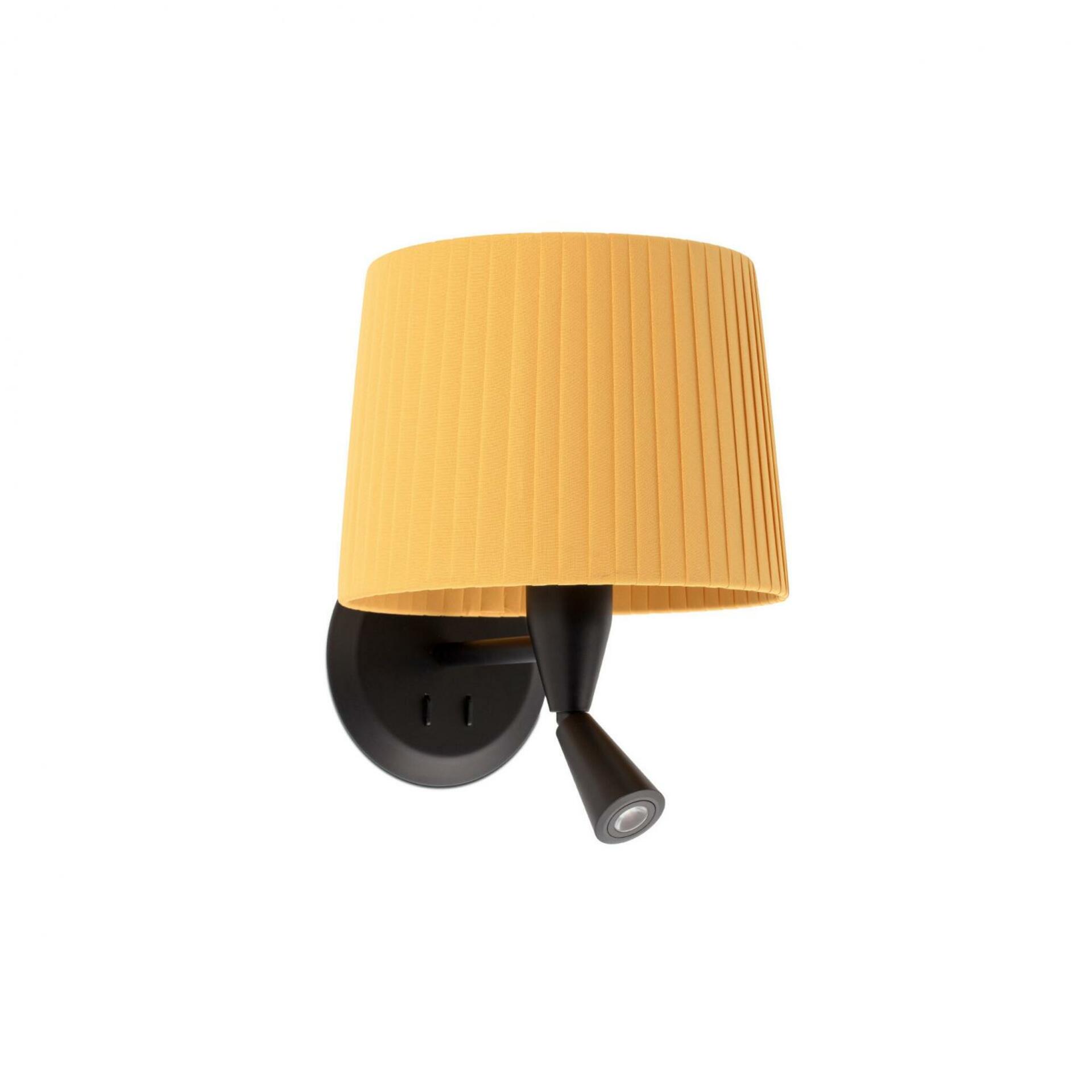 FARO SAMBA černá/skládaná žlutá nástěnná lampa se čtecí lampičkou
