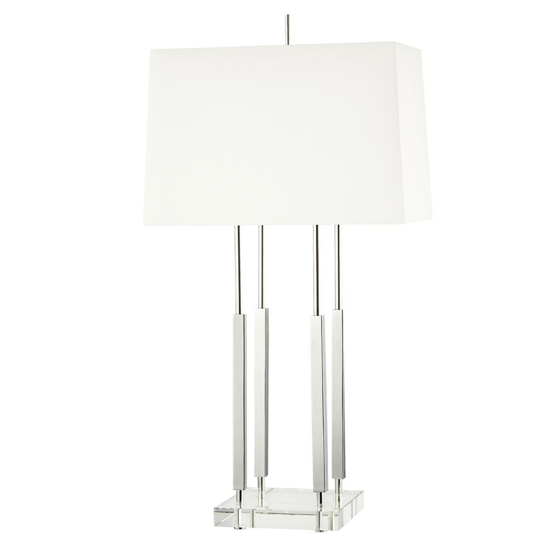 HUDSON VALLEY stolní lampa RHINEBECK mosaz/textil nikl/bílá E27 1x40W L1057-PN-CE