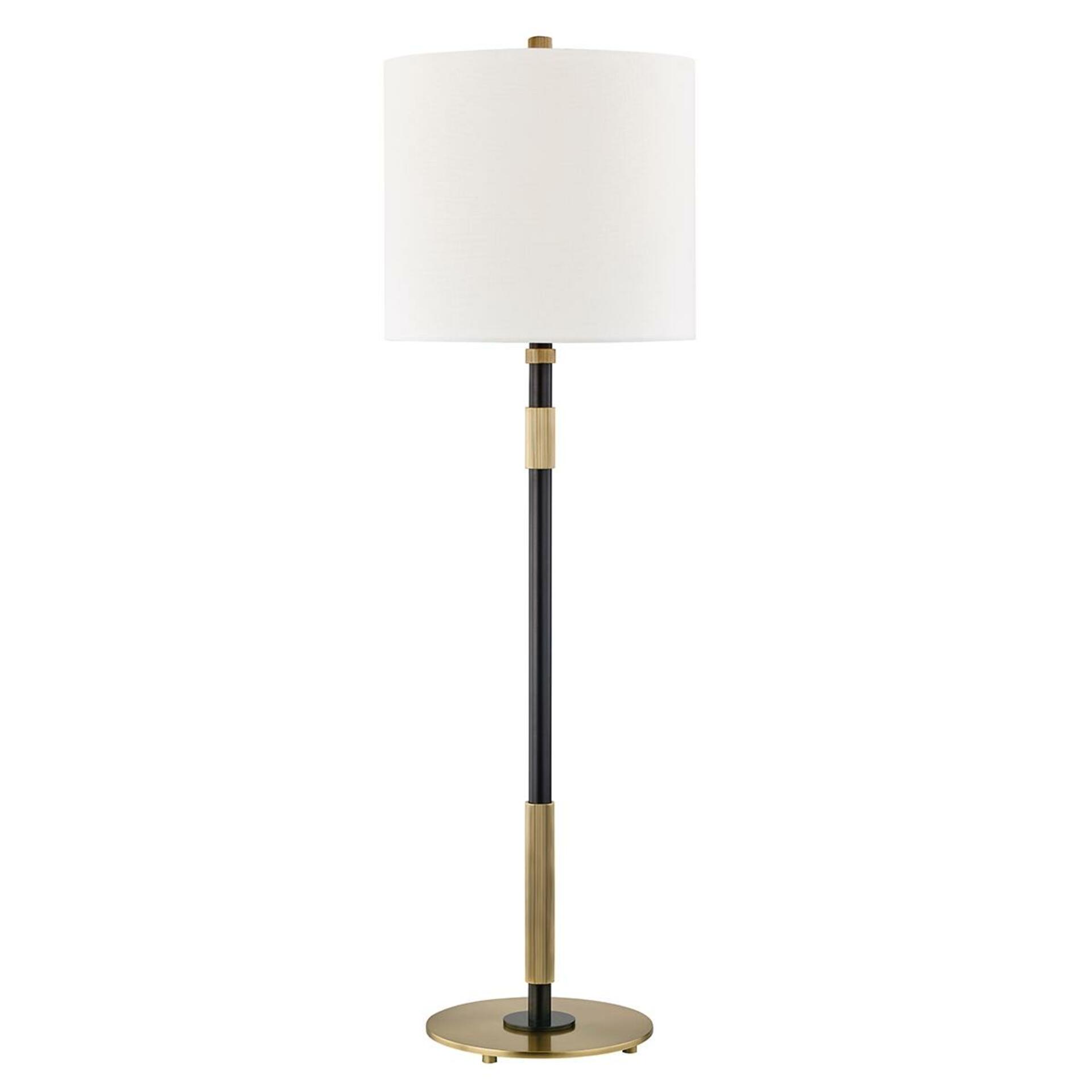 HUDSON VALLEY stolní lampa BOWERY mosaz/textil starobronz/bílá E27 1x75W L3720-AOB-CE