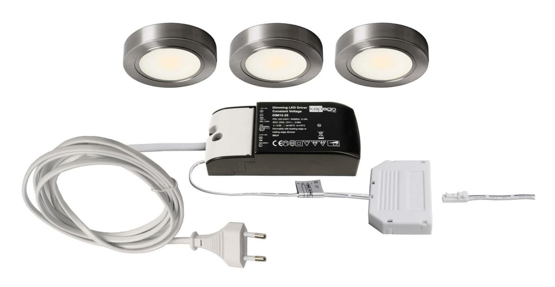 Light Impressions Deko-Light nábytkové přisazené svítidlo Baham I 3ks sada 220-240V AC/50-60Hz 2,50 W 3000 K 240 lm stříbrná 620006