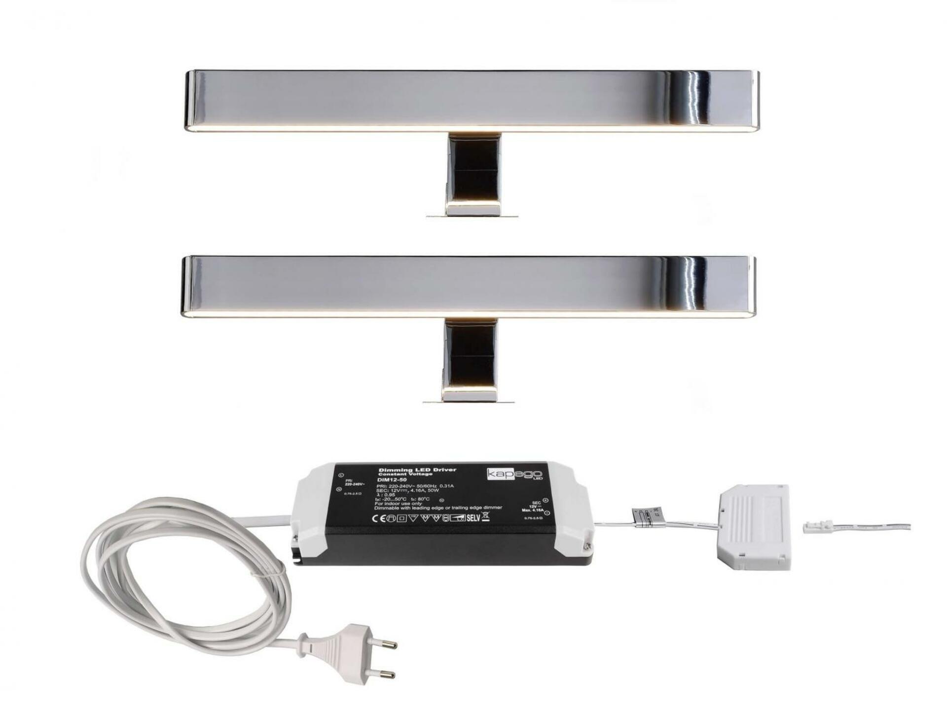 Levně Light Impressions Deko-Light nábytkové přisazené svítidlo zrcadlové Line I 2ks Bale 12V DC 8,00 W 3000 K 380 lm 312 stříbrná 620020