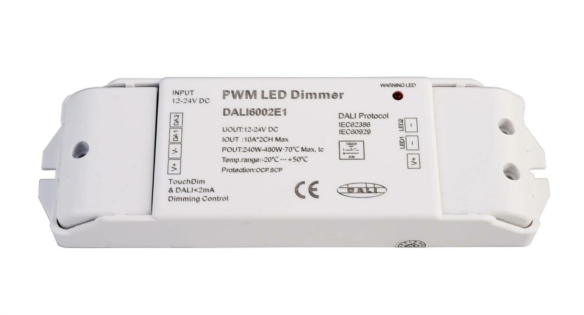 Light Impressions Deko-Light řídící jednotka DALI PWM stmívač CV 2CH, 12/24V, 10A/Channel 12-24V DC DALI-Bus nach IEC 62386 DALI 1.0 2 CH  843051