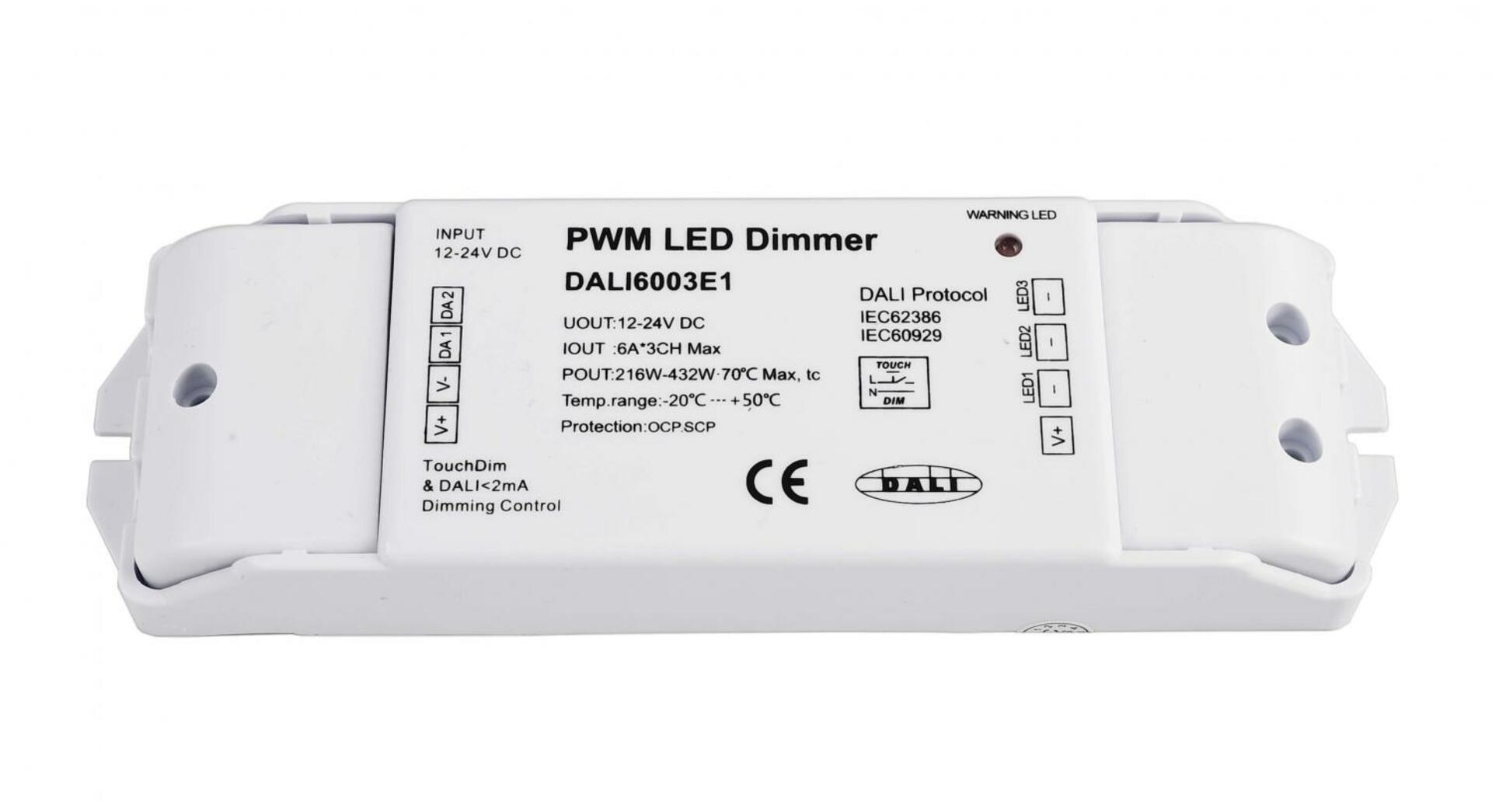 Light Impressions Deko-Light řídící jednotka DALI PWM stmívač CV 3CH, 12/24V, 6A/Channel 12-24V DC DALI-Bus nach IEC 62386 DALI 1.0 2 CH  843052