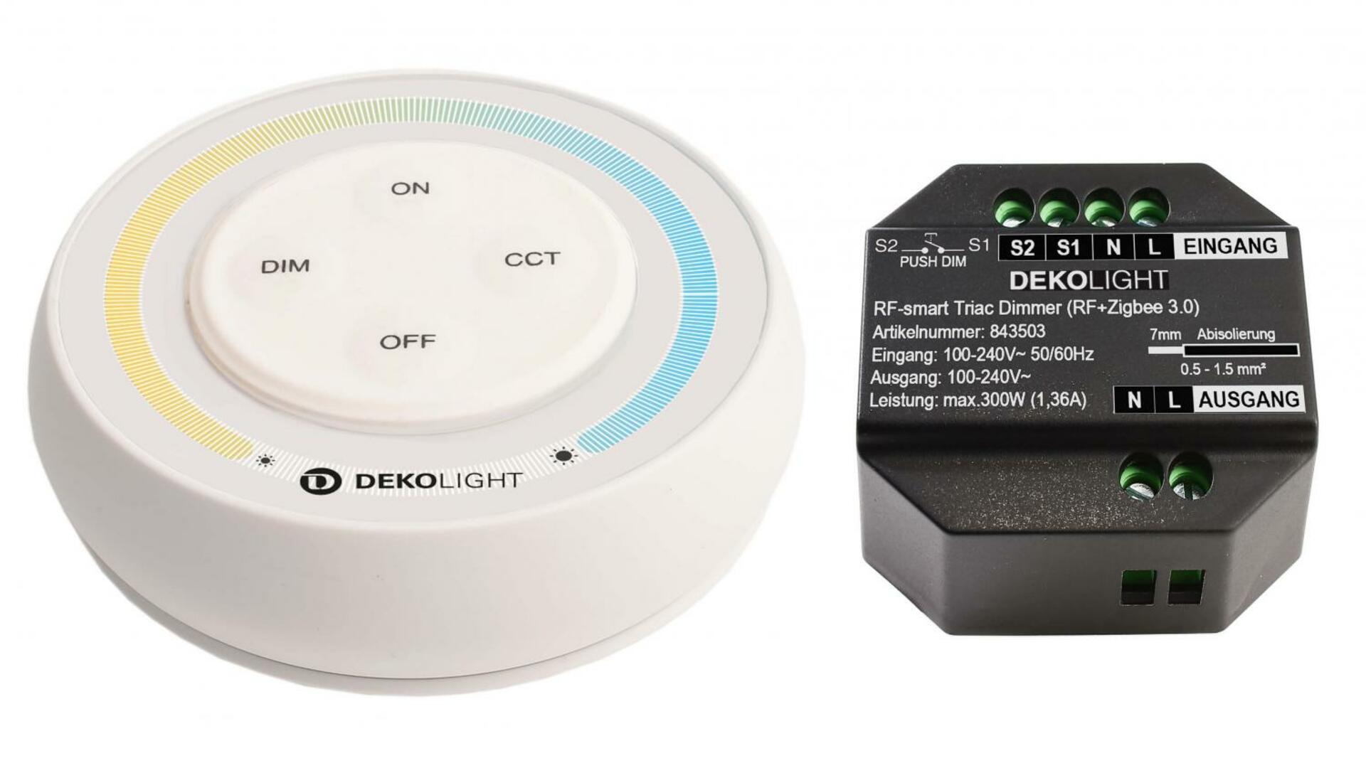 Light Impressions Deko-Light RF-smart, startovací sada Triac, 230V, 300W vč. dálkového ovládání RF / Zigbee 3.0 / Intelli-Push 843500