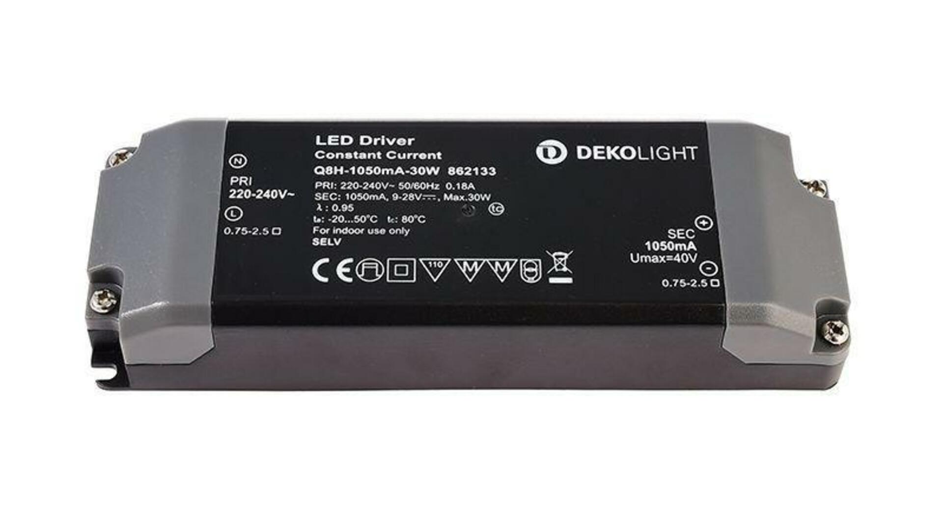 Light Impressions Deko-Light napájení BASIC, Q8H-1050mA/30W konstantní proud 1050 mA IP20 9-28V DC 30,00 W 862133