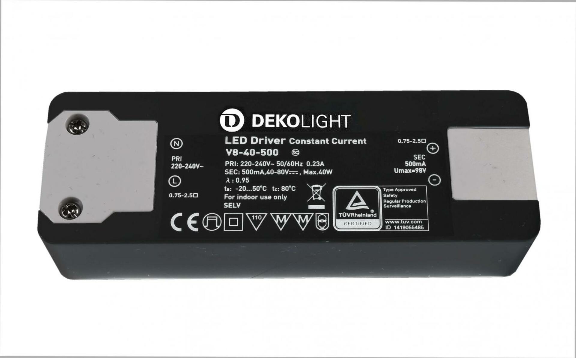 Light Impressions Deko-Light LED-napájení BASIC, CC, V8-40-500mA/40W konstantní proud 500 mA IP20 40-80V DC 20,00-40,00 W 862197