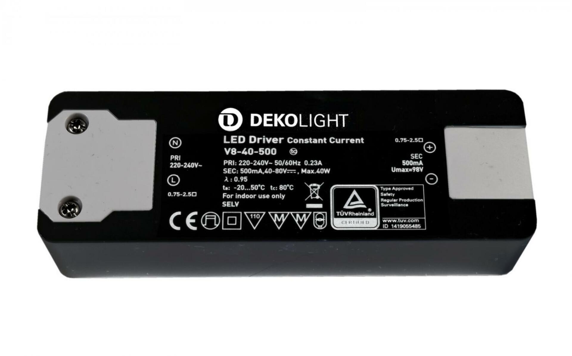 Levně Light Impressions Deko-Light LED-napájení BASIC, CC, V8-40-500mA/40W konstantní proud 500 mA IP20 40-80V DC 20,00-40,00 W 862197