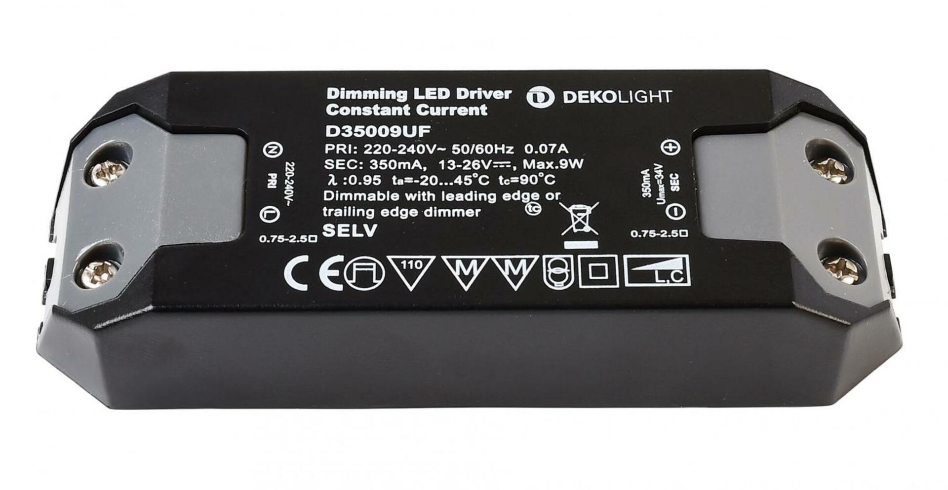 Light Impressions Deko-Light napájení BASIC, DIM, CC, D35009UF/9W konstantní proud 350 mA IP20 stmívatelné 11-26V DC 3,90-9,00 W 862202