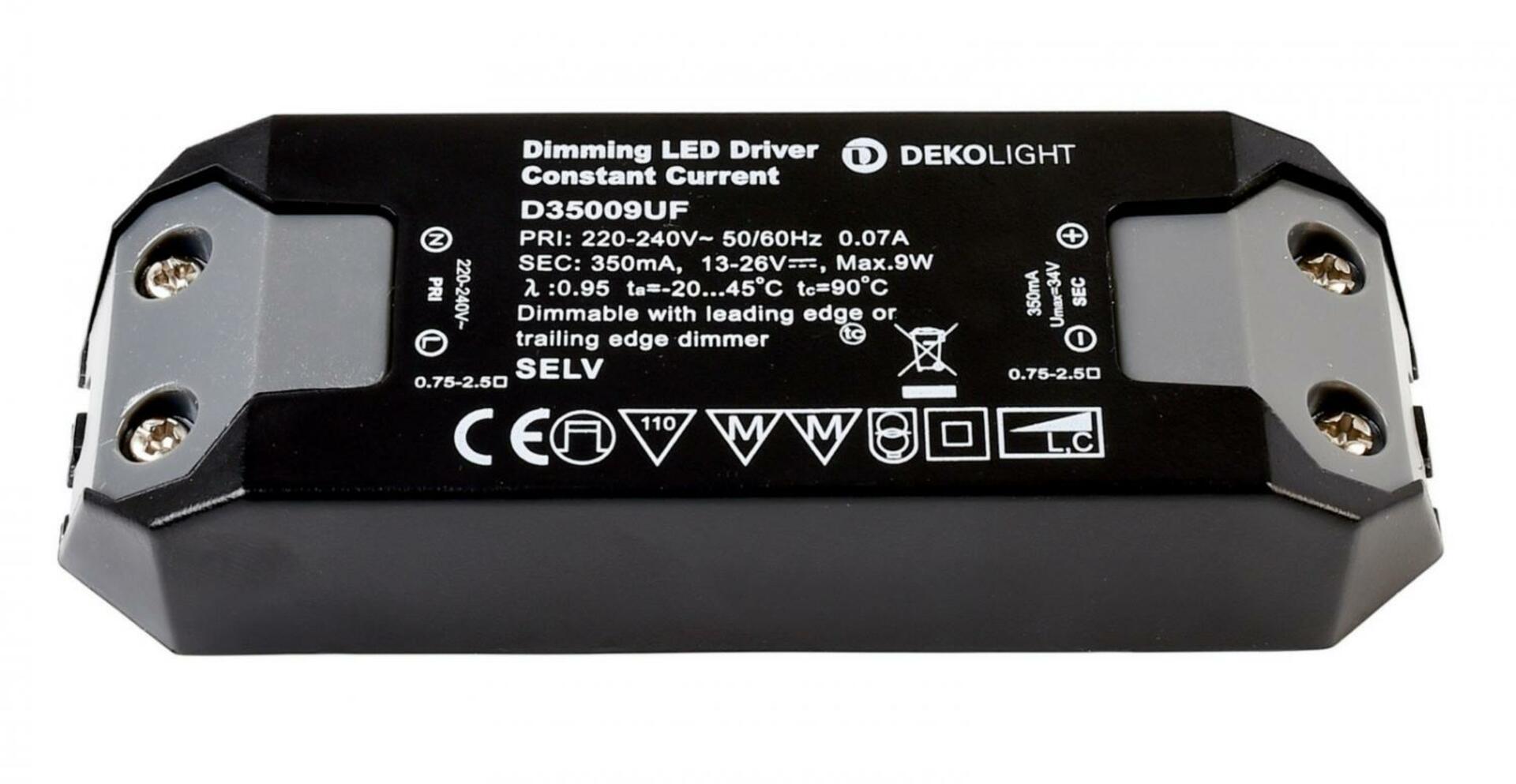 Light Impressions Deko-Light napájení BASIC, DIM, CC, D35009UF/9W konstantní proud 350 mA IP20 stmívatelné 11-26V DC 3,90-9,00 W 862202