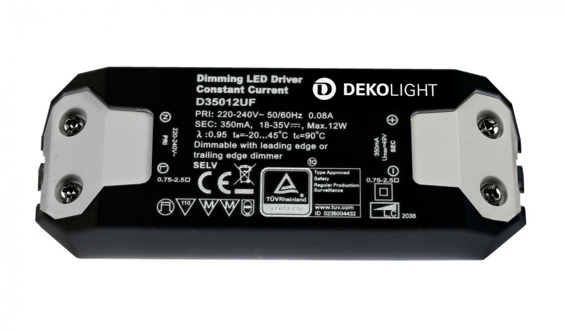 Light Impressions Deko-Light LED-napájení BASIC, DIM, CC, D350012UF/12W konstantní proud 350 mA IP20 stmívatelné 18-35V DC 6,30-12,00 W 862203