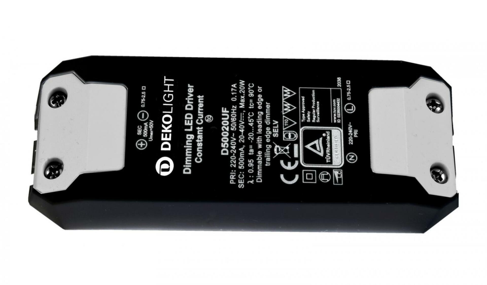 Light Impressions Deko-Light LED-napájení BASIC, DIM, CC, D50020UF/20W konstantní proud 500 mA IP20 stmívatelné 20-40V DC 10,00-20,00 W 862205