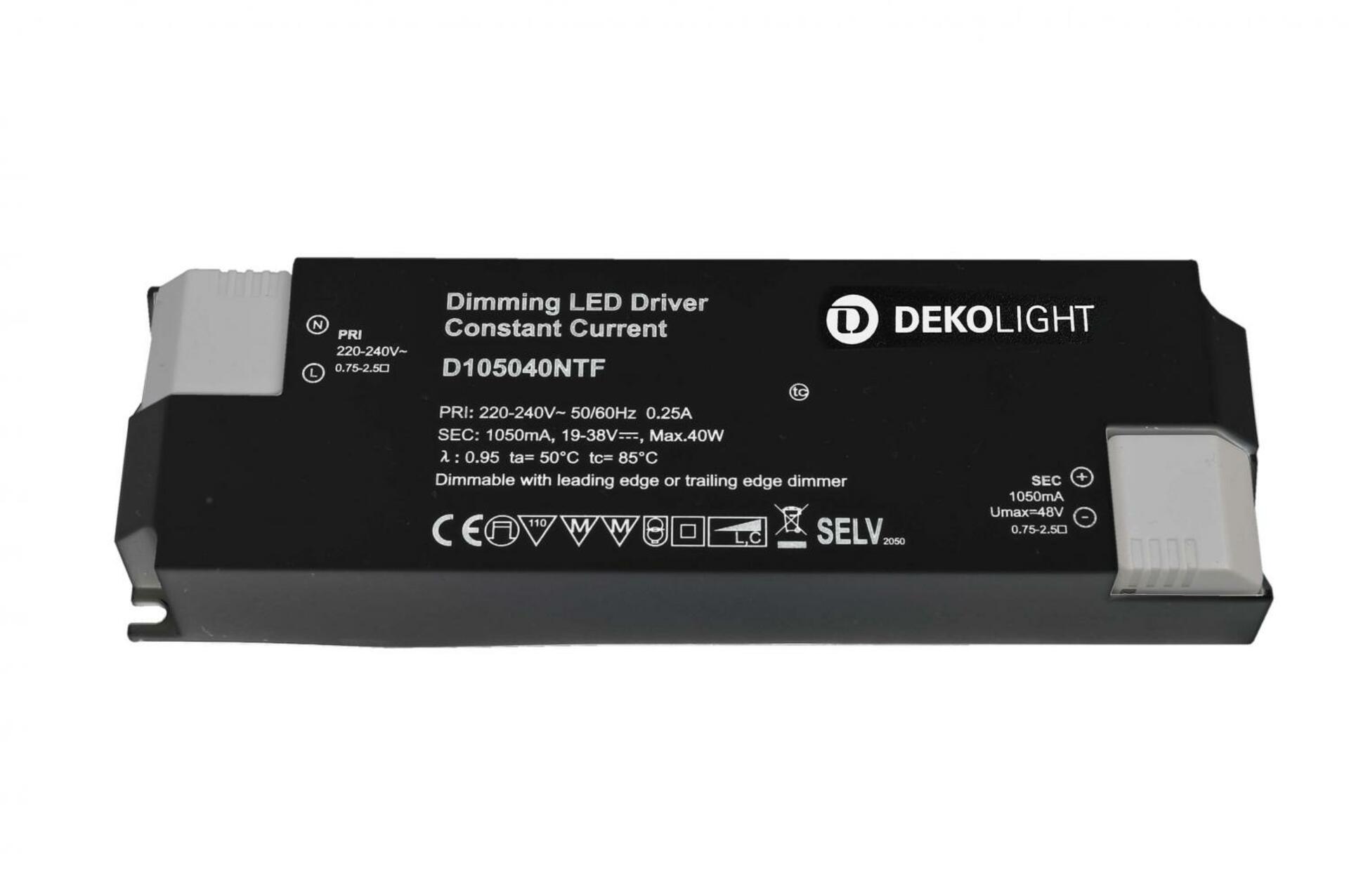 Light Impressions Deko-Light napájení BASIC, DIM, CC, D105040NTF/40W konstantní proud 1050 mA IP20 stmívatelné 19-38V DC 20,00-40,00 W 862209