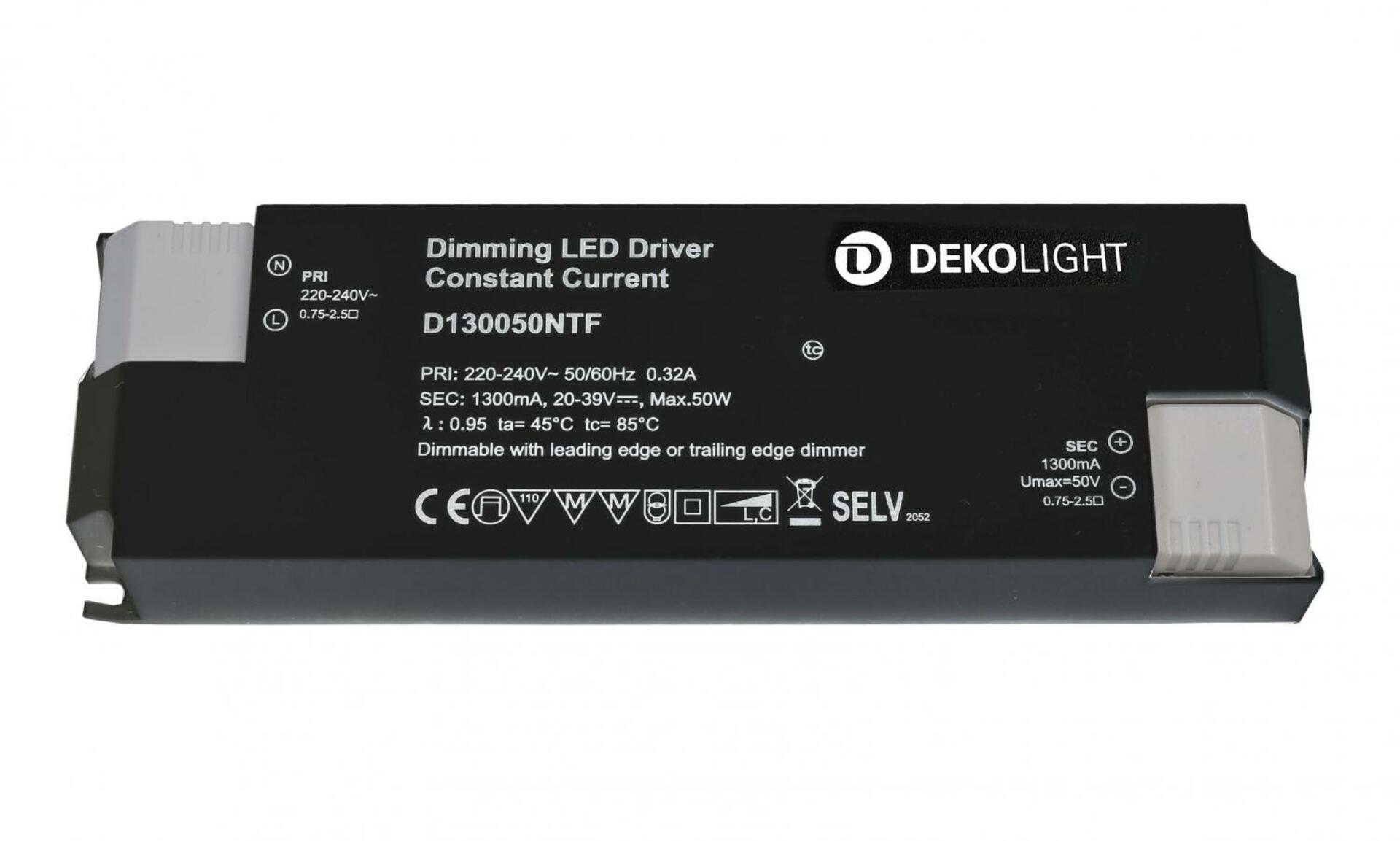 Light Impressions Deko-Light napájení BASIC, DIM, CC, D130050NTF/50W konstantní proud 1050 mA IP20 stmívatelné 20-39V DC 25,00-50,00 W 862211