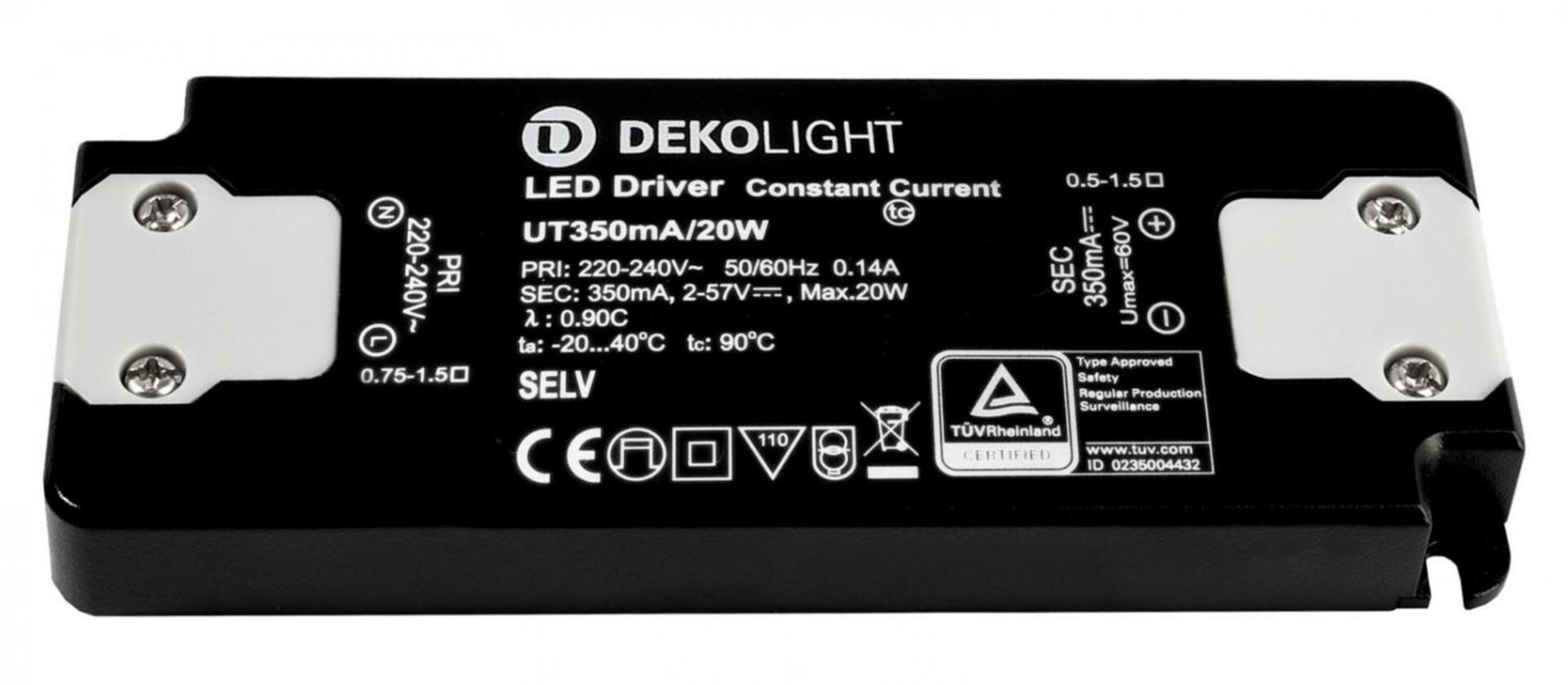 Light Impressions Deko-Light LED-napájení FLAT, CC, UT350mA/20W konstantní proud 350 mA IP20 2-57V DC 0,70-20,00 W 862224