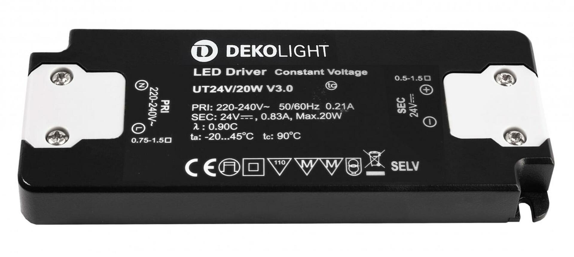 Light Impressions Deko-Light LED-napájení FLAT, CV, UT24V/20W konstantní napětí 0-830 mA IP20 24V DC 20,00 W 862234