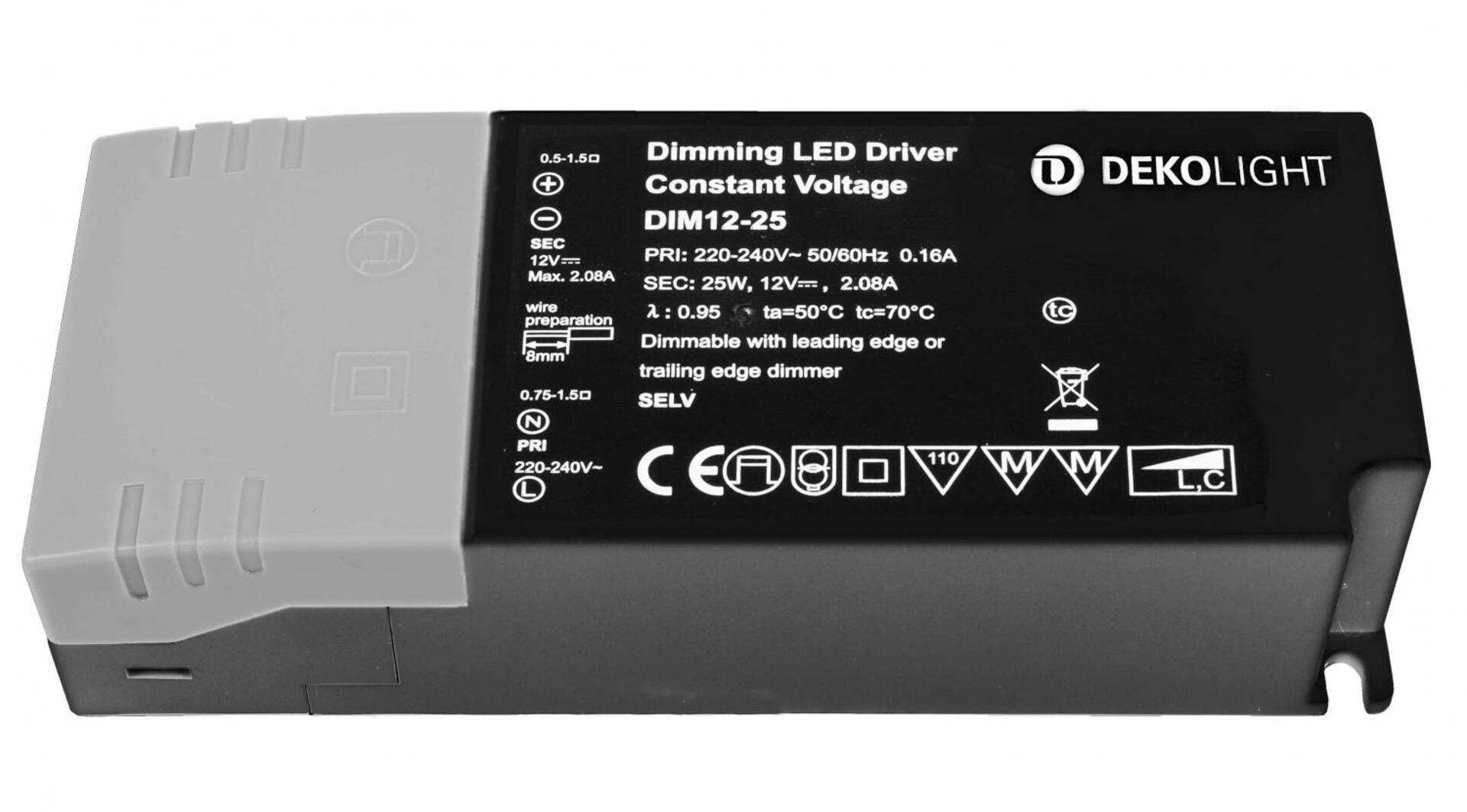 Light Impressions Deko-Light LED-napájení BASIC, DIM, CV, 12V 2,5-25W konstantní napětí 200-2080 mA IP20 stmívatelné 12V DC 2,50-25,00 W 862240