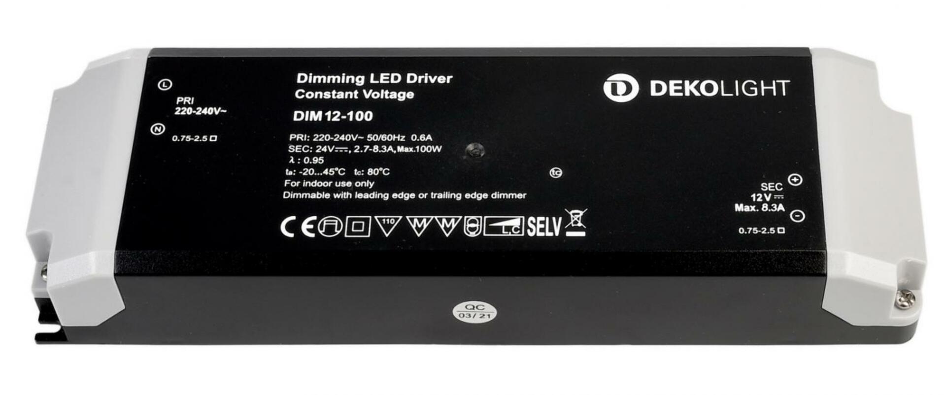 Light Impressions Deko-Light LED-napájení BASIC, DIM, CV, 12V 34-100W konstantní napětí 2700-8300 mA IP20 stmívatelné 12V DC 34,00-100,00 W 862241