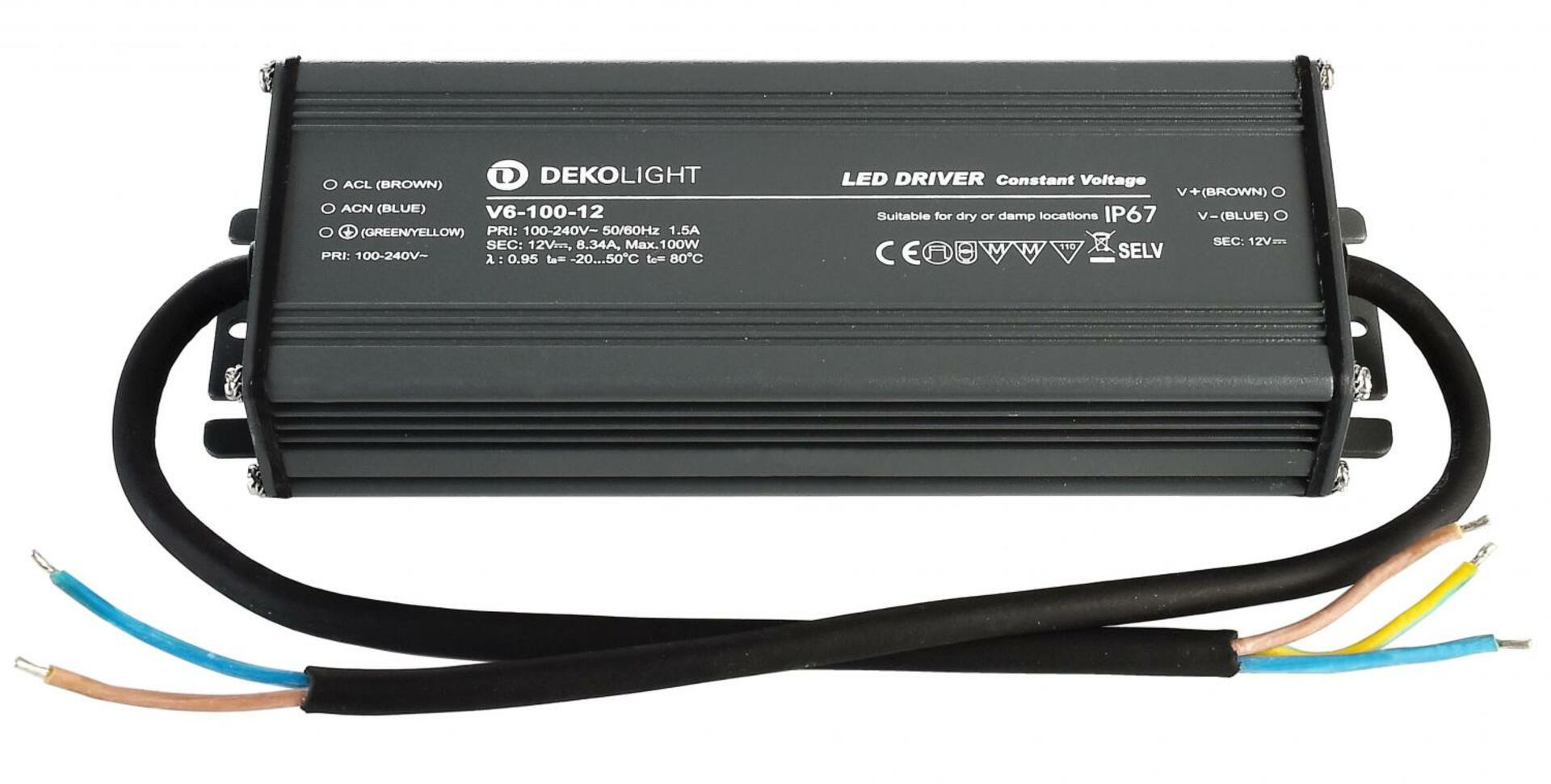 Light Impressions Deko-Light napájení IP, CV, V6-100-12 konstantní napětí 0-8340 mA IP67 12V DC 100,00 W  872093