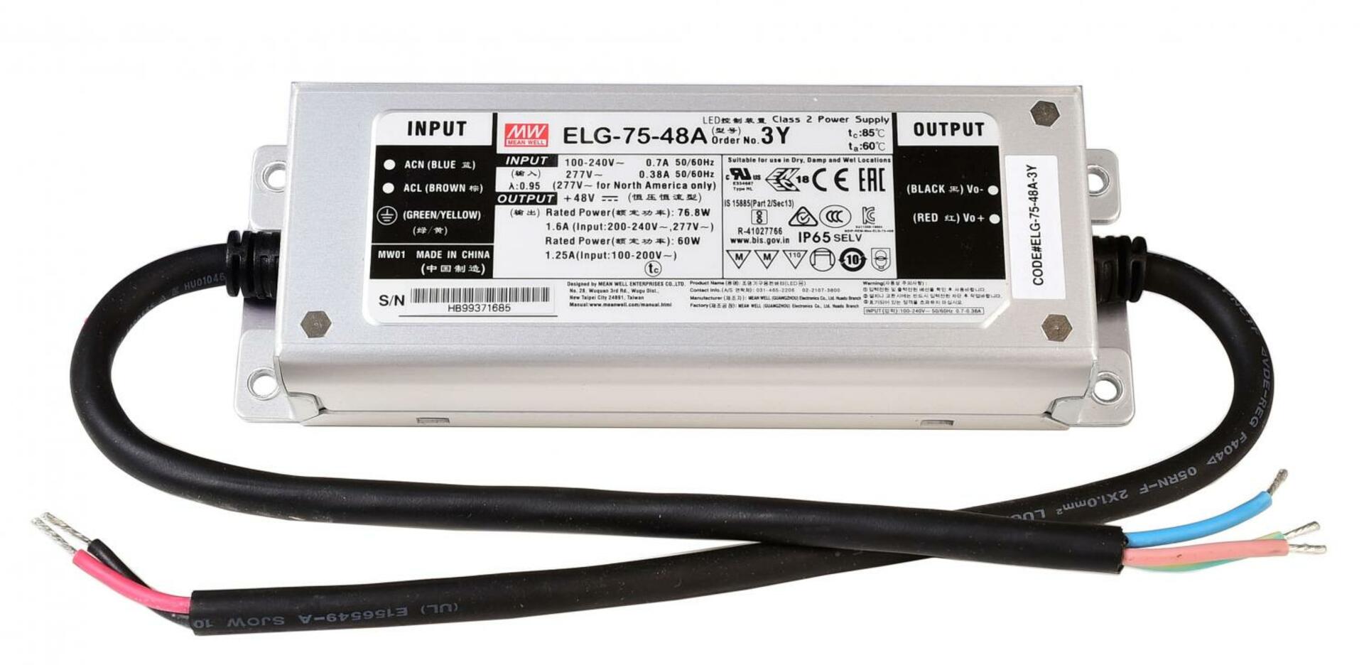 Light Impressions Meanwell napájení CV. ELG-75-48A konstantní napětí 0-1600 mA IP67 48V DC 75,00 W 872116