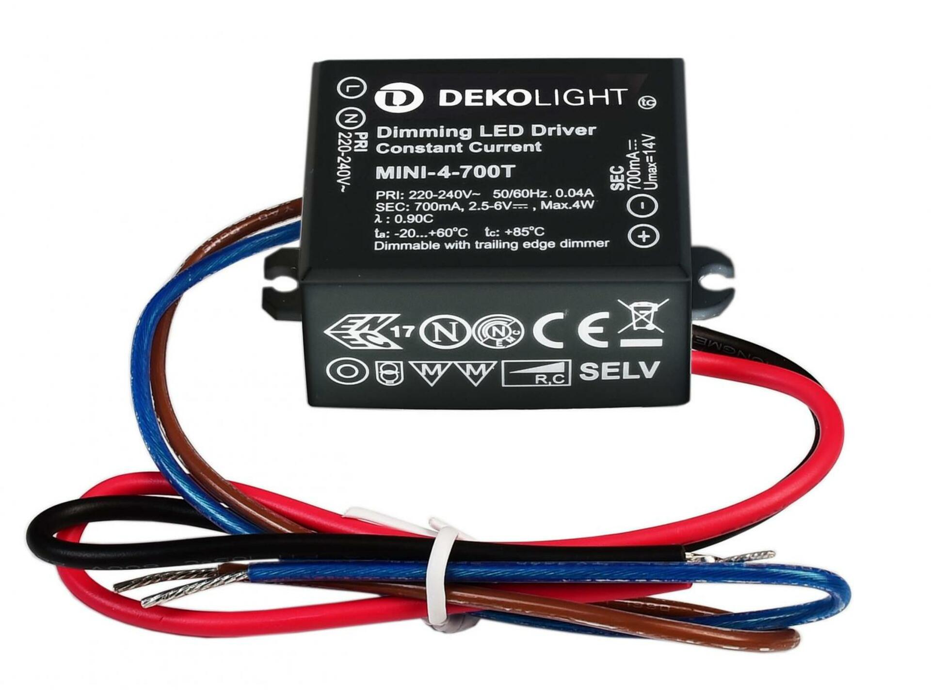 Light Impressions Deko-Light LED-napájení MINI, DIM, CC, MINI-4-700T/4W konstantní proud 700 mA IP65 stmívatelné 2,5-6V DC 2,00-4,00 W 872134
