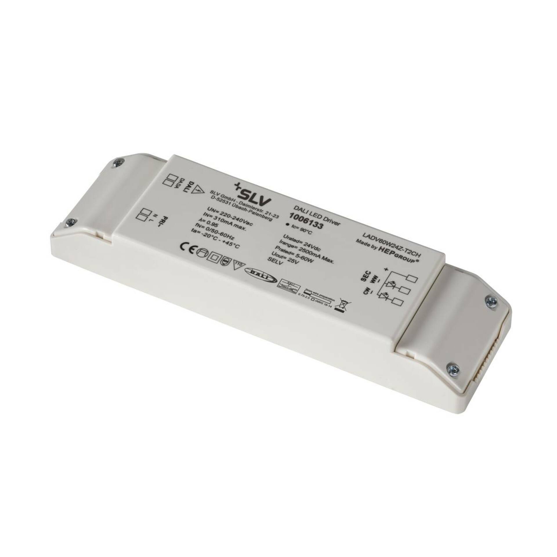 SLV BIG WHITE LED síťový zdroj 60 W DALI 24 V 2 kanály Tunable White 1006133