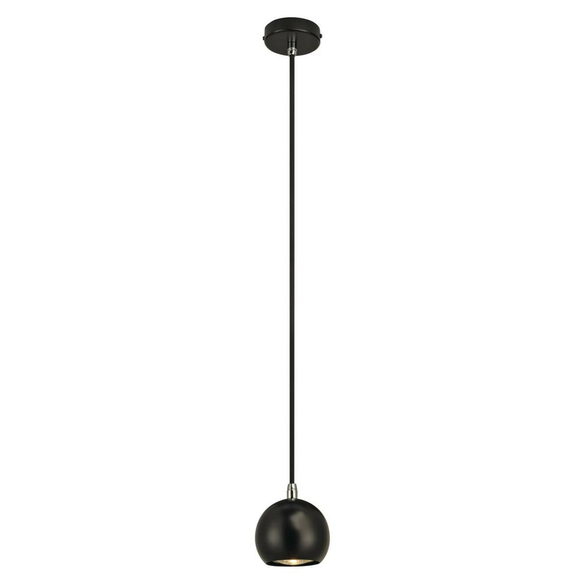 SLV BIG WHITE LIGHT EYE BALL, závěsné svítidlo, LED GU10, černá/chrom, černý textilní kabel, stropní rozeta černá/chrom, 5 W 133490