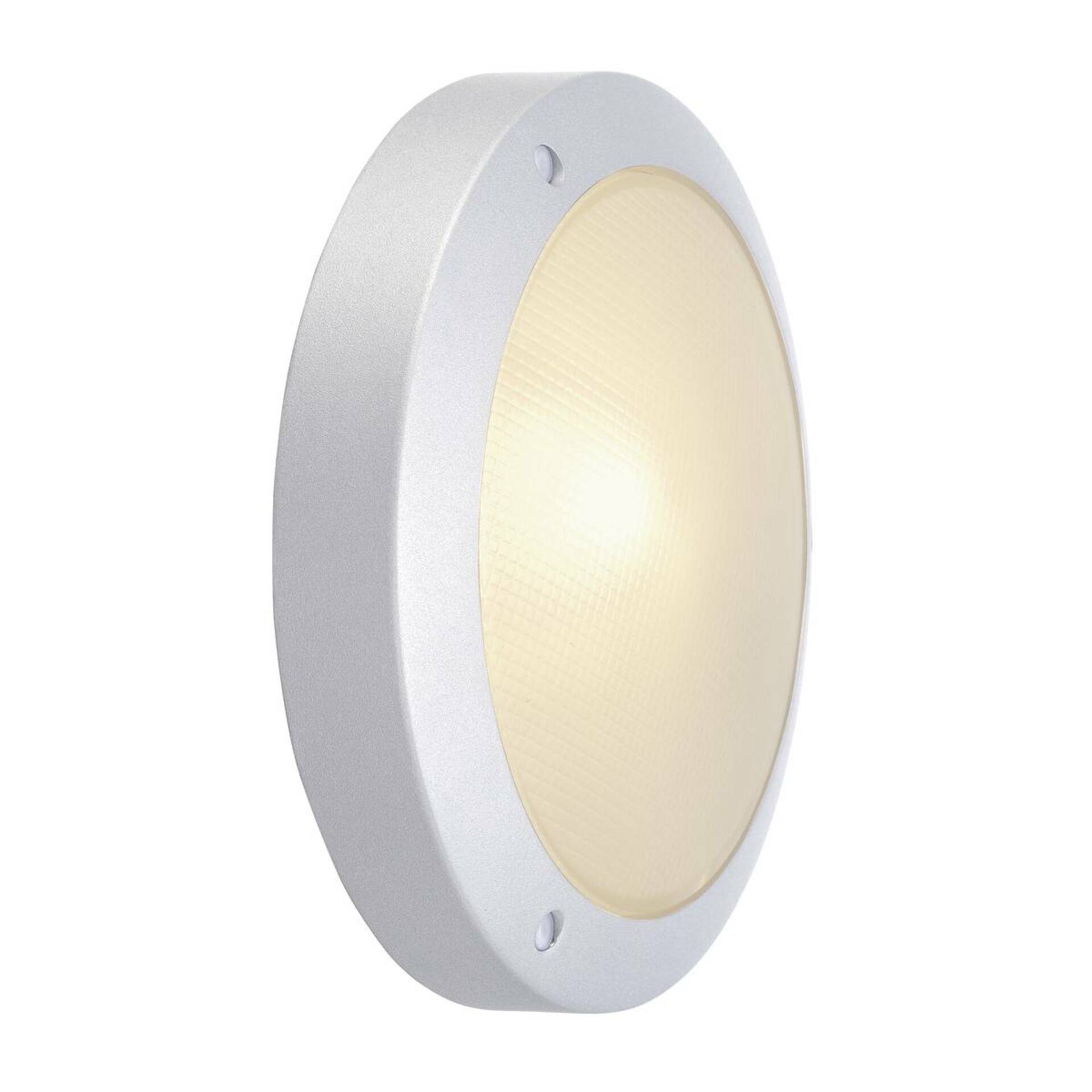 SLV BIG WHITE BULAN, venkovní nástěnné a stropní svítidlo, C35, IP44, kulaté, stříbrošedé, satinované sklo, max. 60 W 229072